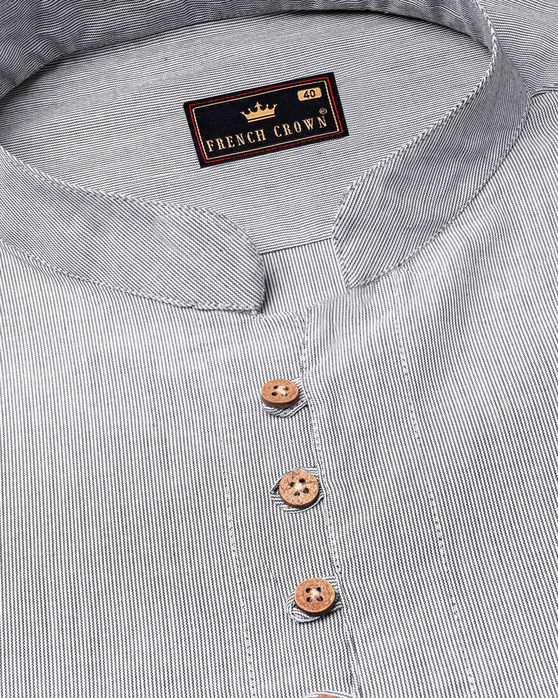 Wenge Gray Pinstriped Premium Cotton Kurta Shirt