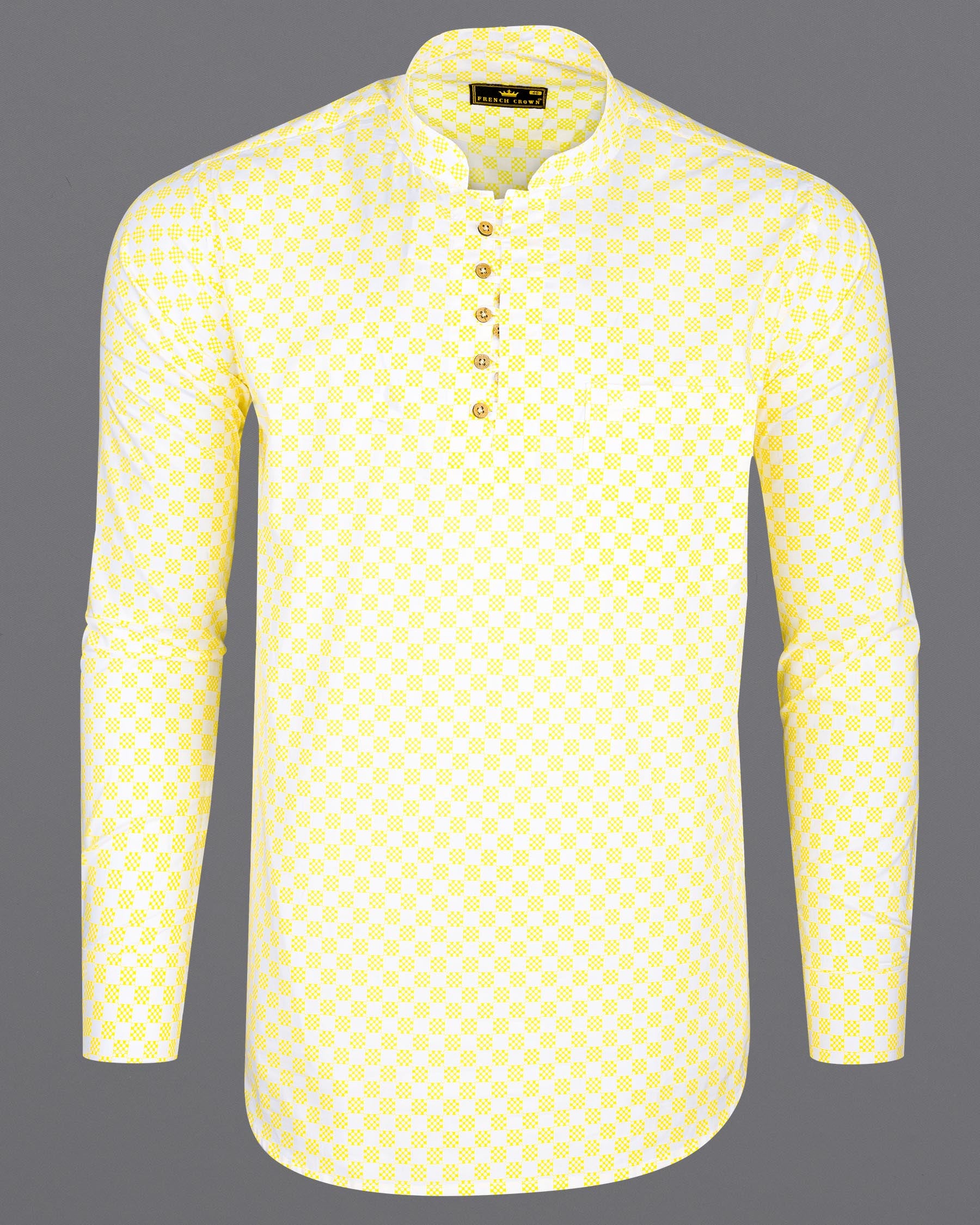 Custard Yellow with Bright White Square Printed Premium Cotton Kurta Shirt 6967-KS-38,6967-KS-38,6967-KS-39,6967-KS-39,6967-KS-40,6967-KS-40,6967-KS-42,6967-KS-42,6967-KS-44,6967-KS-44,6967-KS-46,6967-KS-46,6967-KS-48,6967-KS-48,6967-KS-50,6967-KS-50,6967-KS-52,6967-KS-52