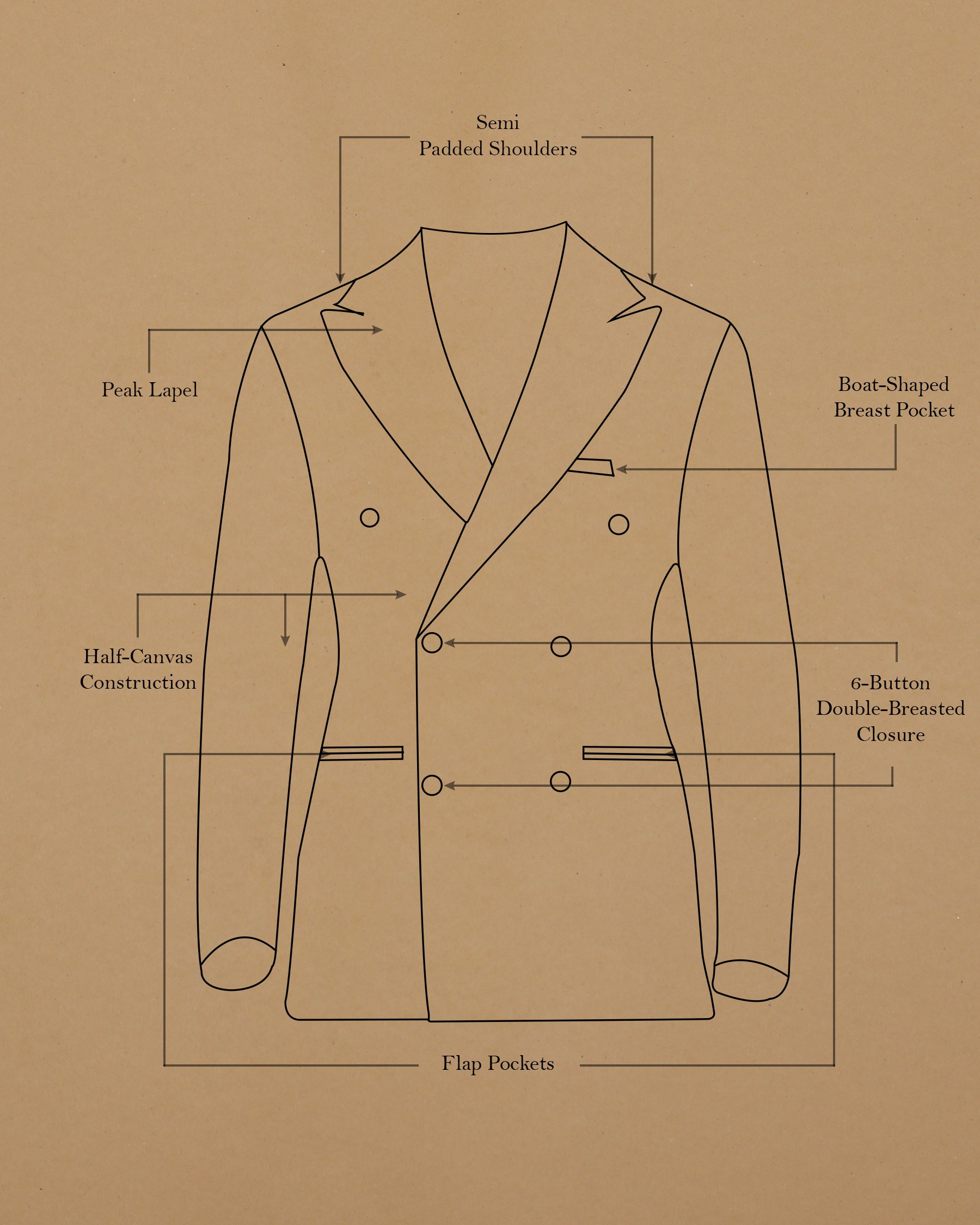 Grizzle Grey Subtle Windowpane Wool Rich Double Breasted Blazer