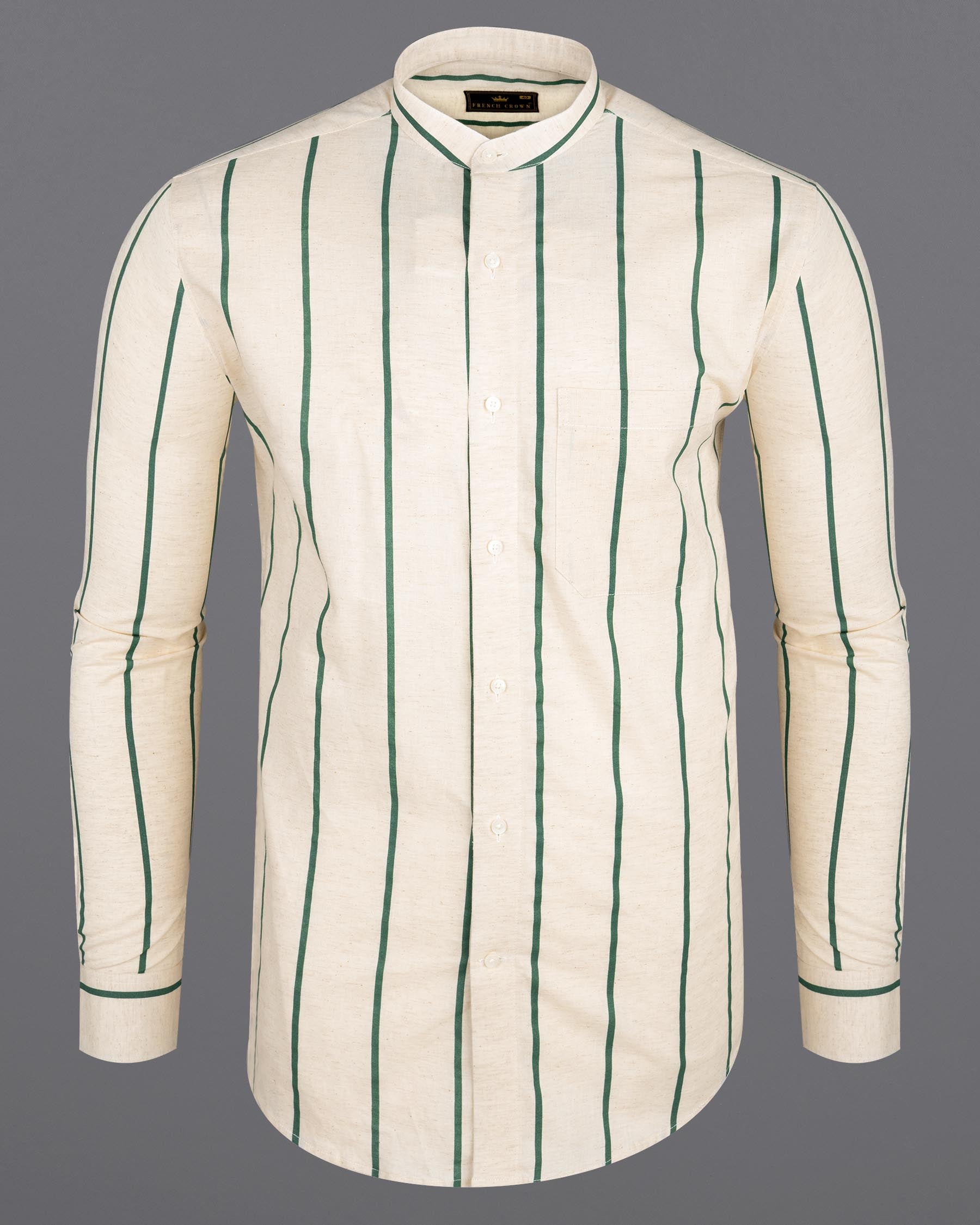 Ecru Brown with Oxley Green Striped Luxurious Linen Shirt 7010-M-38,7010-M-38,7010-M-39,7010-M-39,7010-M-40,7010-M-40,7010-M-42,7010-M-42,7010-M-44,7010-M-44,7010-M-46,7010-M-46,7010-M-48,7010-M-48,7010-M-50,7010-M-50,7010-M-52,7010-M-52