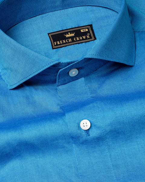 Pelorous Blue Formal/Casual Plain-Solid Premium Cotton Shirt For Men ...