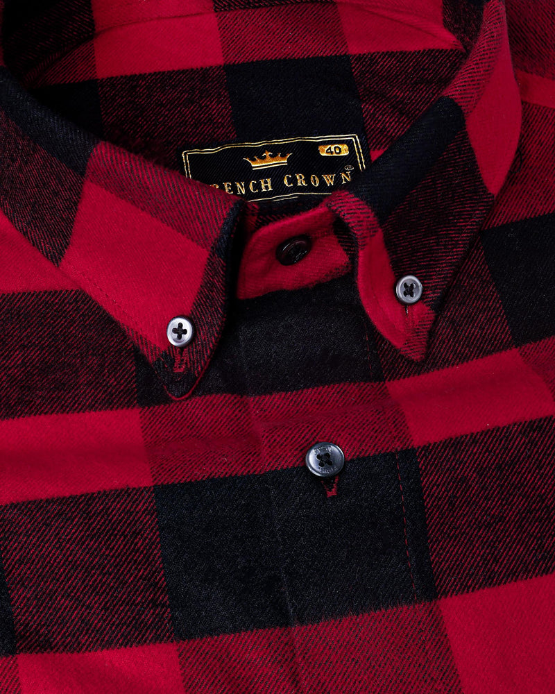 Cardinal Red and Jade Black Flannel Overshirt/Shacket