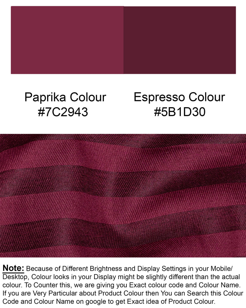 Paprika and Espresso Striped Twill Premium Cotton Shirt