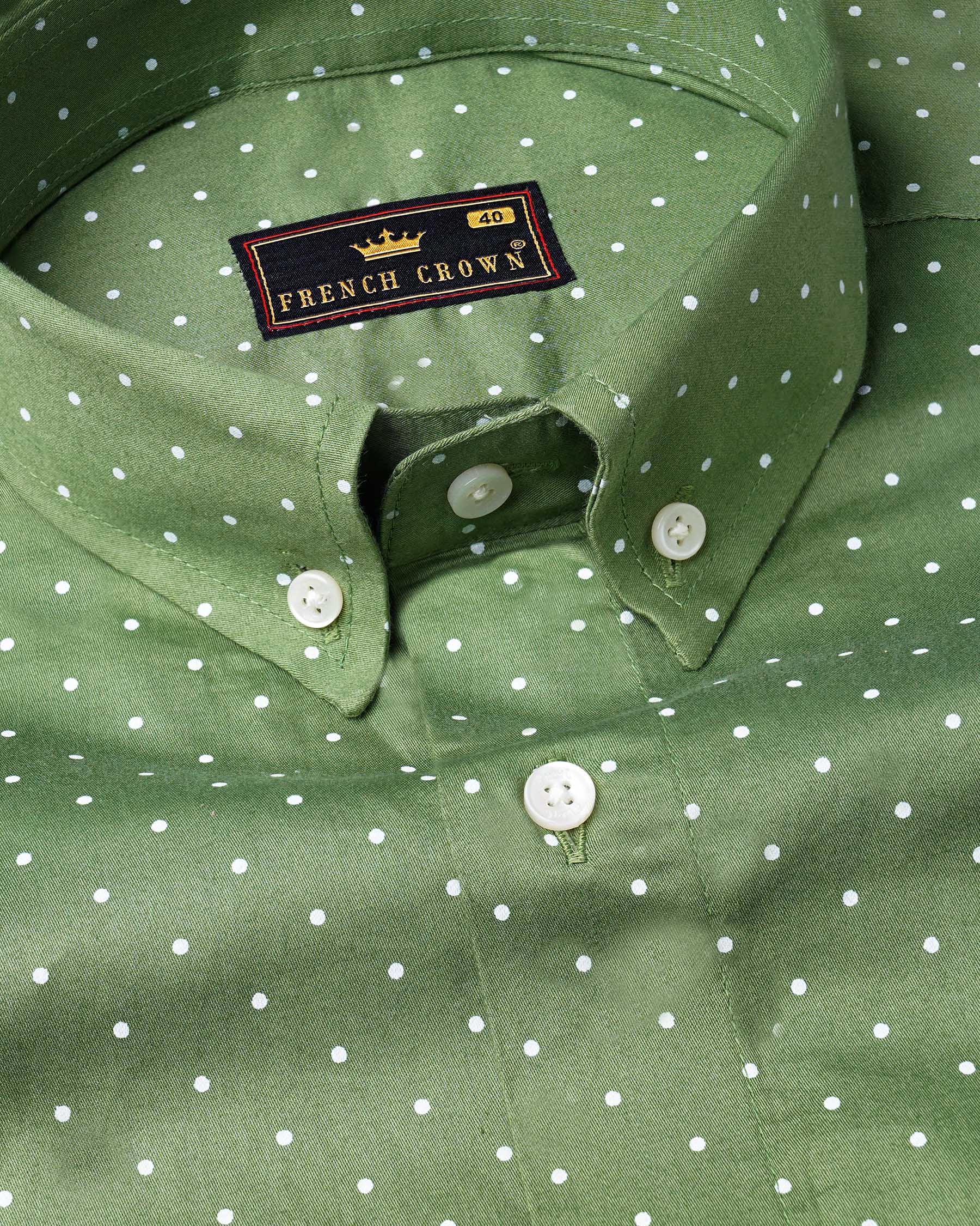 Asparagus Green and White Polka Dot Super Soft Premium Cotton Shirt 7070-BD-38,7070-BD-38,7070-BD-39,7070-BD-39,7070-BD-40,7070-BD-40,7070-BD-42,7070-BD-42,7070-BD-44,7070-BD-44,7070-BD-46,7070-BD-46,7070-BD-48,7070-BD-48,7070-BD-50,7070-BD-50,7070-BD-52,7070-BD-52