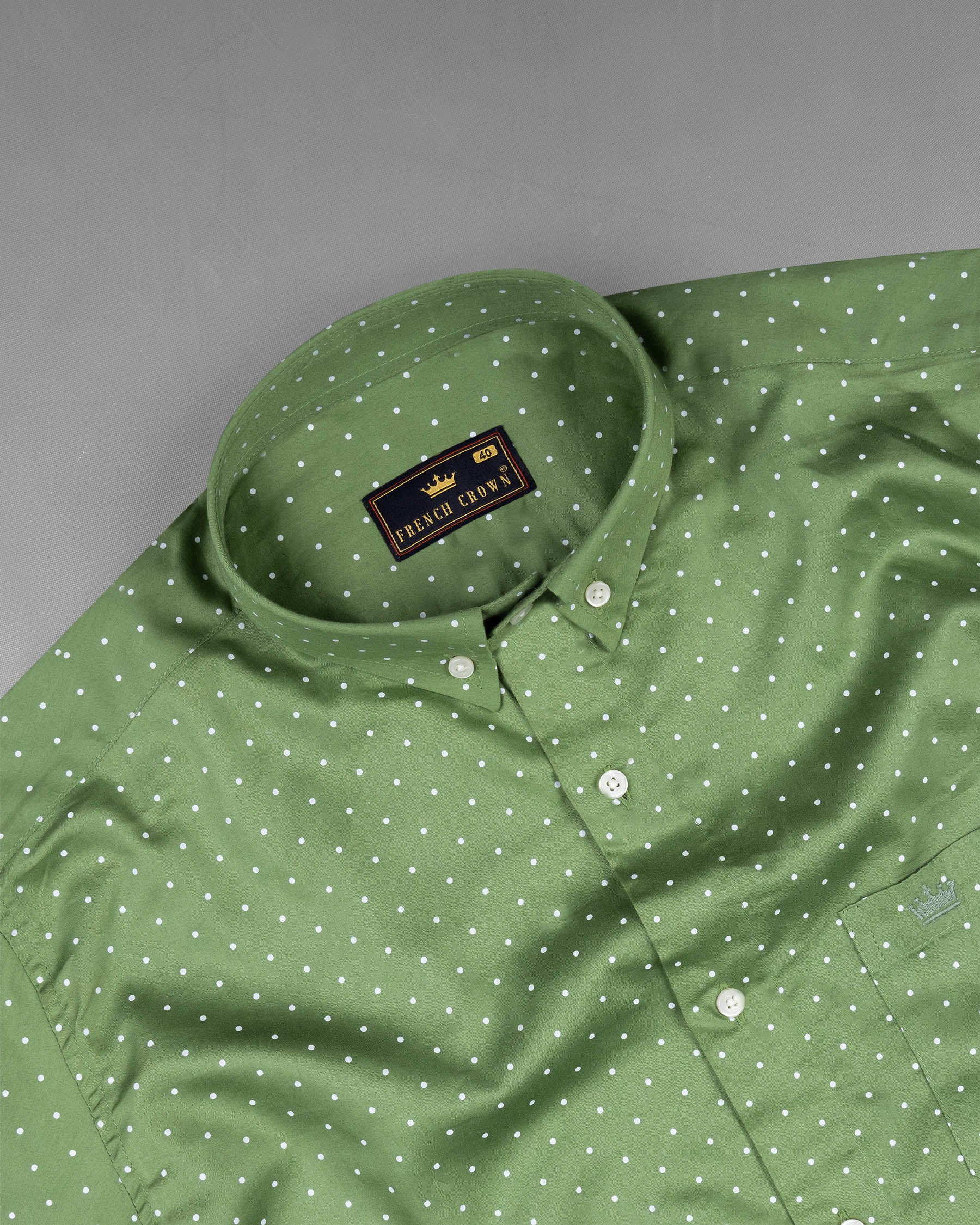 Asparagus Green and White Polka Dot Super Soft Premium Cotton Shirt 7070-BD-38,7070-BD-38,7070-BD-39,7070-BD-39,7070-BD-40,7070-BD-40,7070-BD-42,7070-BD-42,7070-BD-44,7070-BD-44,7070-BD-46,7070-BD-46,7070-BD-48,7070-BD-48,7070-BD-50,7070-BD-50,7070-BD-52,7070-BD-52