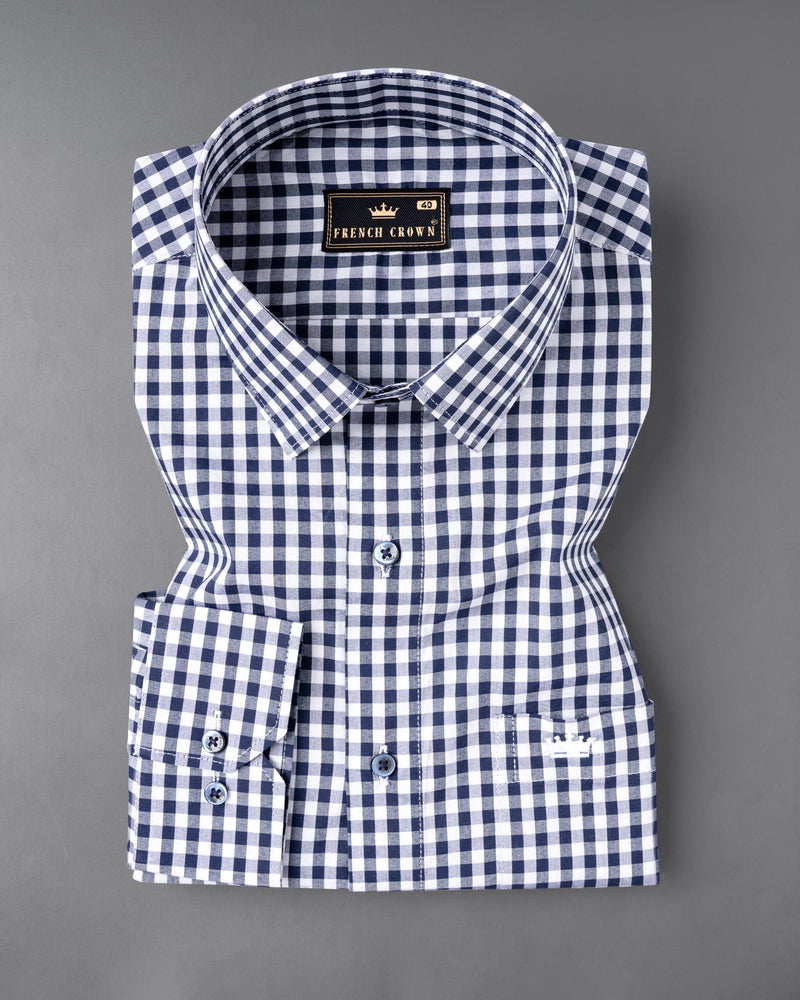 Madison Blue Gingham Premium Cotton Shirt