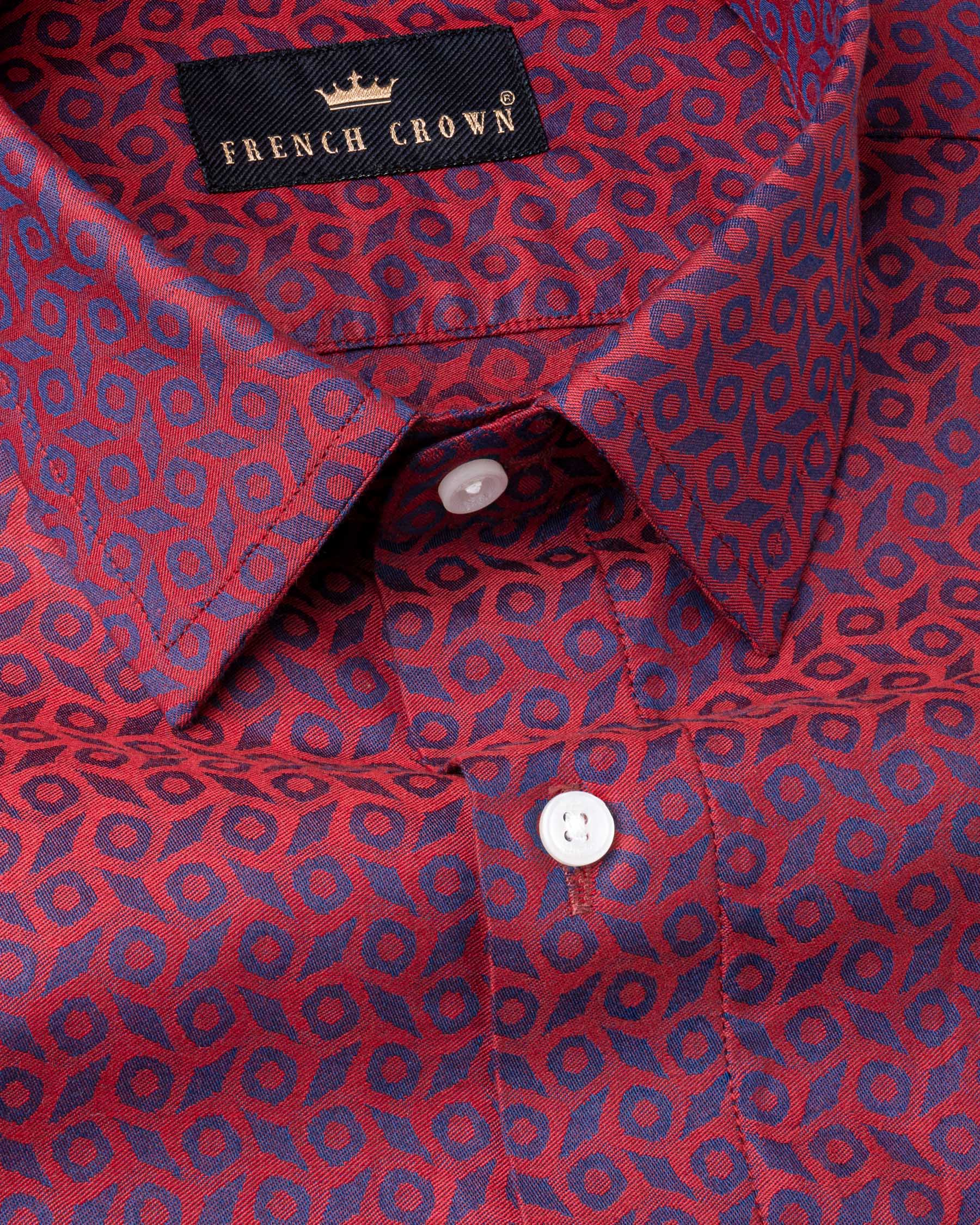 Mulberry Red Printed Jacquard Textured Premium Giza Cotton Shirt 7133-38, 7133-H-38, 7133-39, 7133-H-39, 7133-40, 7133-H-40, 7133-42, 7133-H-42, 7133-44, 7133-H-44, 7133-46, 7133-H-46, 7133-48, 7133-H-48, 7133-50, 7133-H-50, 7133-52, 7133-H-52