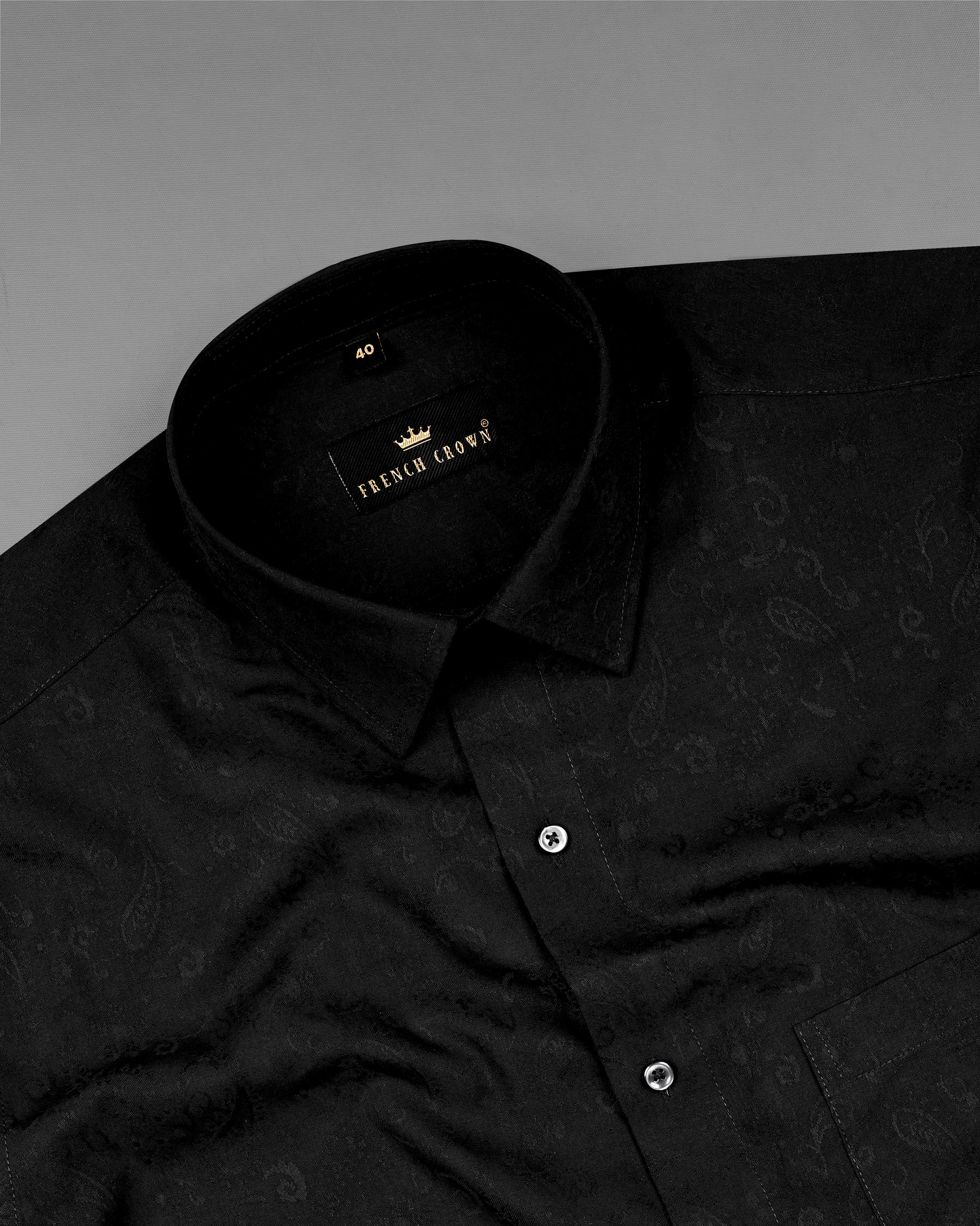 Jade Black With Self Paisleys Jacquard Textured Premium Giza    Cotton Shirt 7136-BLK-38,7136-BLK-H-38,7136-BLK-39,7136-BLK-H-39,7136-BLK-40,7136-BLK-H-40,7136-BLK-42,7136-BLK-H-42,7136-BLK-44,7136-BLK-H-44,7136-BLK-46,7136-BLK-H-46,7136-BLK-48,7136-BLK-H-48,7136-BLK-50,7136-BLK-H-50,7136-BLK-52,7136-BLK-H-52