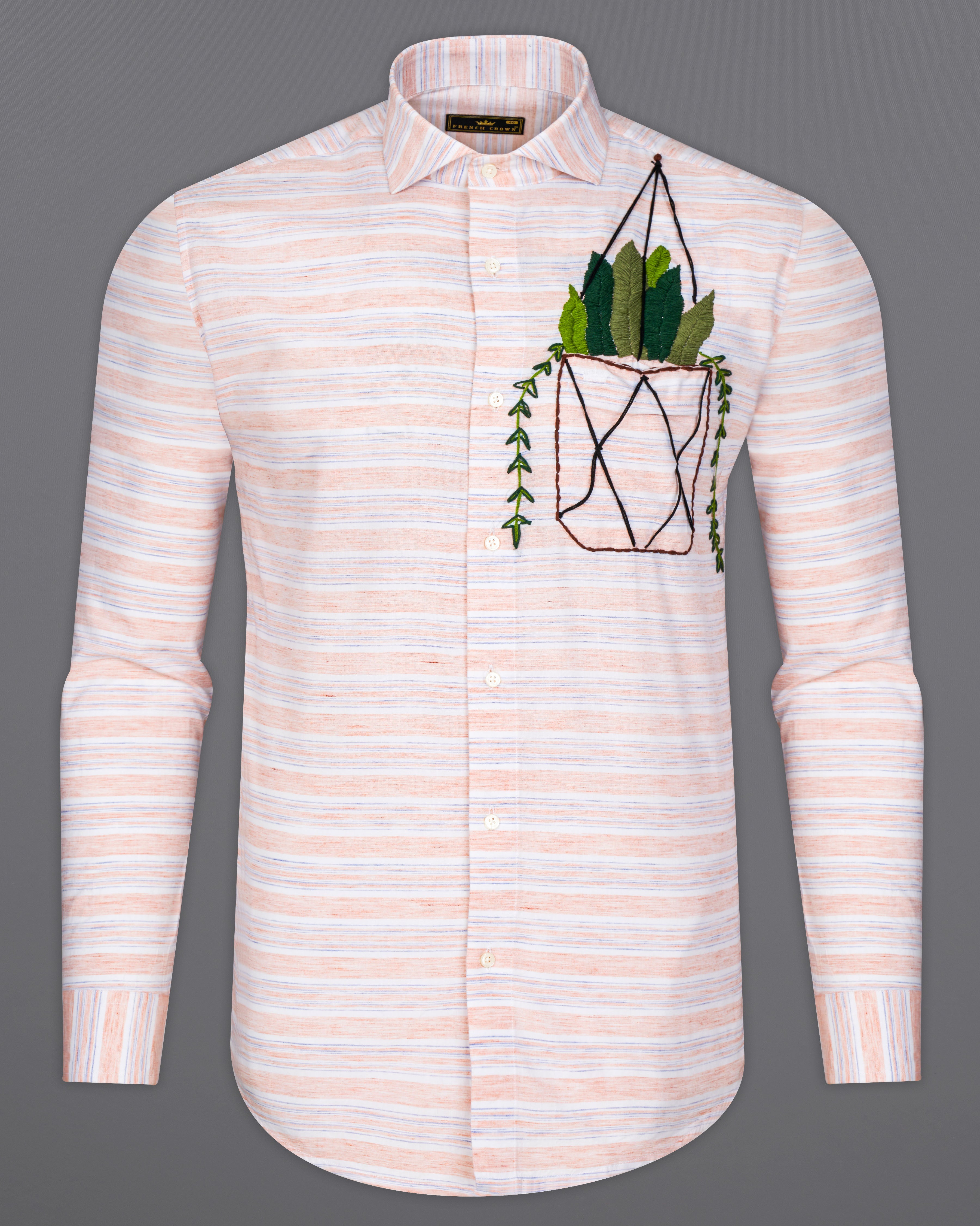 Bright White with Vanilla Peach and Mischka Blue Hand Work Chambray Shirt 7140-CA-E050-38, 7140-CA-E050-H-38, 7140-CA-E050-39, 7140-CA-E050-H-39, 7140-CA-E050-40, 7140-CA-E050-H-40, 7140-CA-E050-42, 7140-CA-E050-H-42, 7140-CA-E050-44, 7140-CA-E050-H-44, 7140-CA-E050-46, 7140-CA-E050-H-46, 7140-CA-E050-48, 7140-CA-E050-H-48, 7140-CA-E050-50, 7140-CA-E050-H-50, 7140-CA-E050-52, 7140-CA-E050-H-52