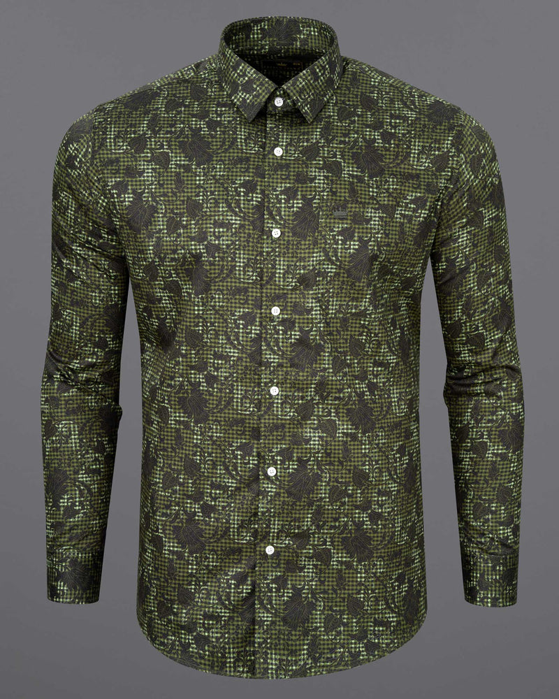 Woodland Green and Cinder Black Damask Textured Super Soft Premium Cotton Shirt 7143-38,7143-H-38,7143-39,7143-H-39,7143-40,7143-H-40,7143-42,7143-H-42,7143-44,7143-H-44,7143-46,7143-H-46,7143-48,7143-H-48,7143-50,7143-H-50,7143-52,7143-H-52