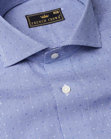 White and Ship Cove Blue Gingham Dobby Textured Premium Cotton Shirt 7176-CA-38,7176-CA-H-38,7176-CA-39,7176-CA-H-39,7176-CA-40,7176-CA-H-40,7176-CA-42,7176-CA-H-42,7176-CA-44,7176-CA-H-44,7176-CA-46,7176-CA-H-46,7176-CA-48,7176-CA-H-48,7176-CA-50,7176-CA-H-50,7176-CA-52,7176-CA-H-52