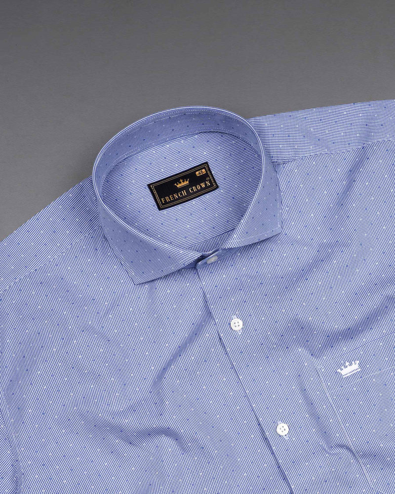White and Ship Cove Blue Gingham Dobby Textured Premium Cotton Shirt