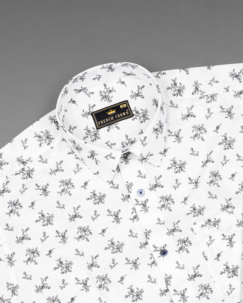 Bright White Floral Printed Luxurious Linen Shirt 7178-BLE-38,7178-BLE-H-38,7178-BLE-39,7178-BLE-H-39,7178-BLE-40,7178-BLE-H-40,7178-BLE-42,7178-BLE-H-42,7178-BLE-44,7178-BLE-H-44,7178-BLE-46,7178-BLE-H-46,7178-BLE-48,7178-BLE-H-48,7178-BLE-50,7178-BLE-H-50,7178-BLE-52,7178-BLE-H-52