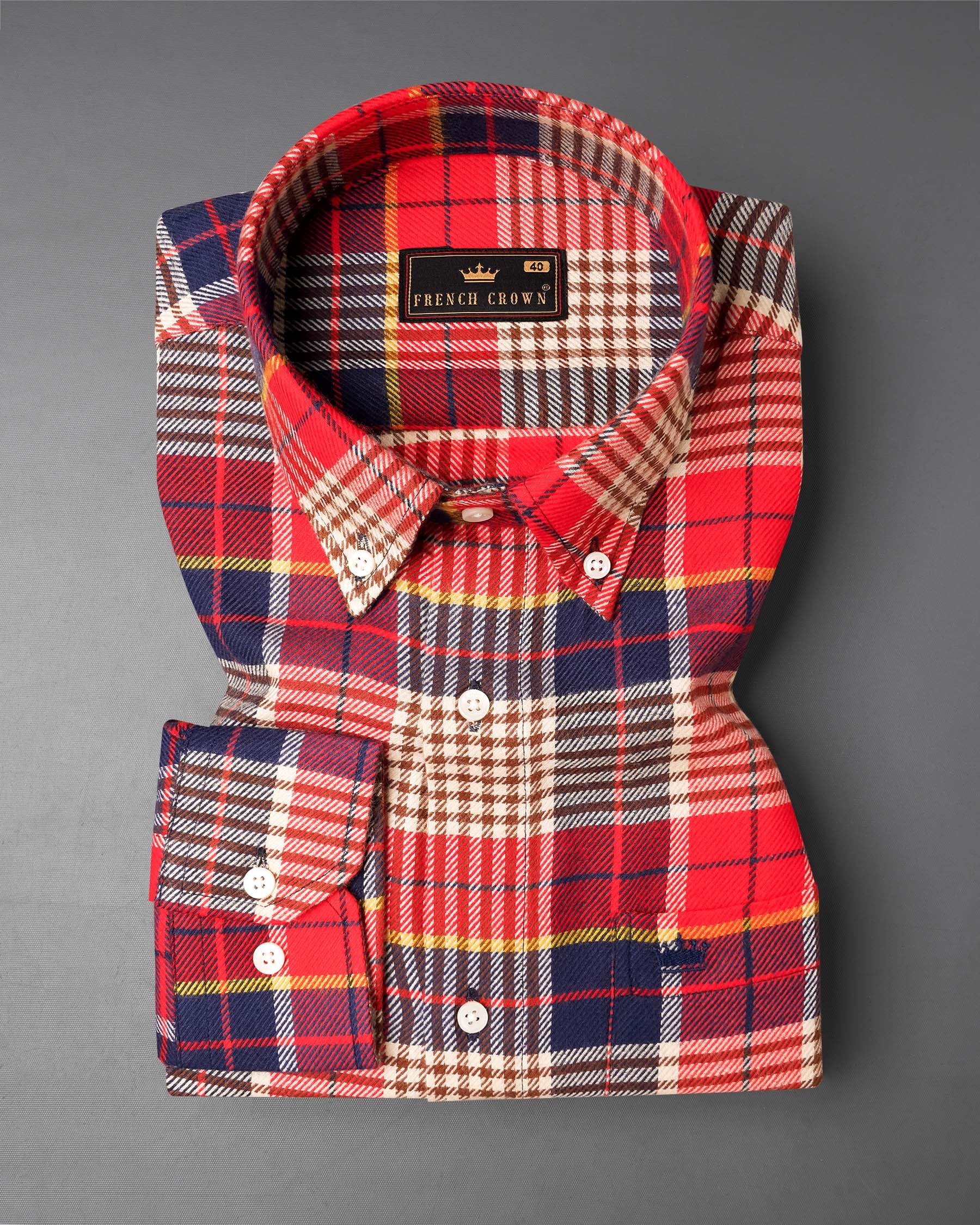 Coral Red and Hampton Brown Plaid Flannel Shirt 7186-BD-38,7186-BD-H-38,7186-BD-39,7186-BD-H-39,7186-BD-40,7186-BD-H-40,7186-BD-42,7186-BD-H-42,7186-BD-44,7186-BD-H-44,7186-BD-46,7186-BD-H-46,7186-BD-48,7186-BD-H-48,7186-BD-50,7186-BD-H-50,7186-BD-52,7186-BD-H-52