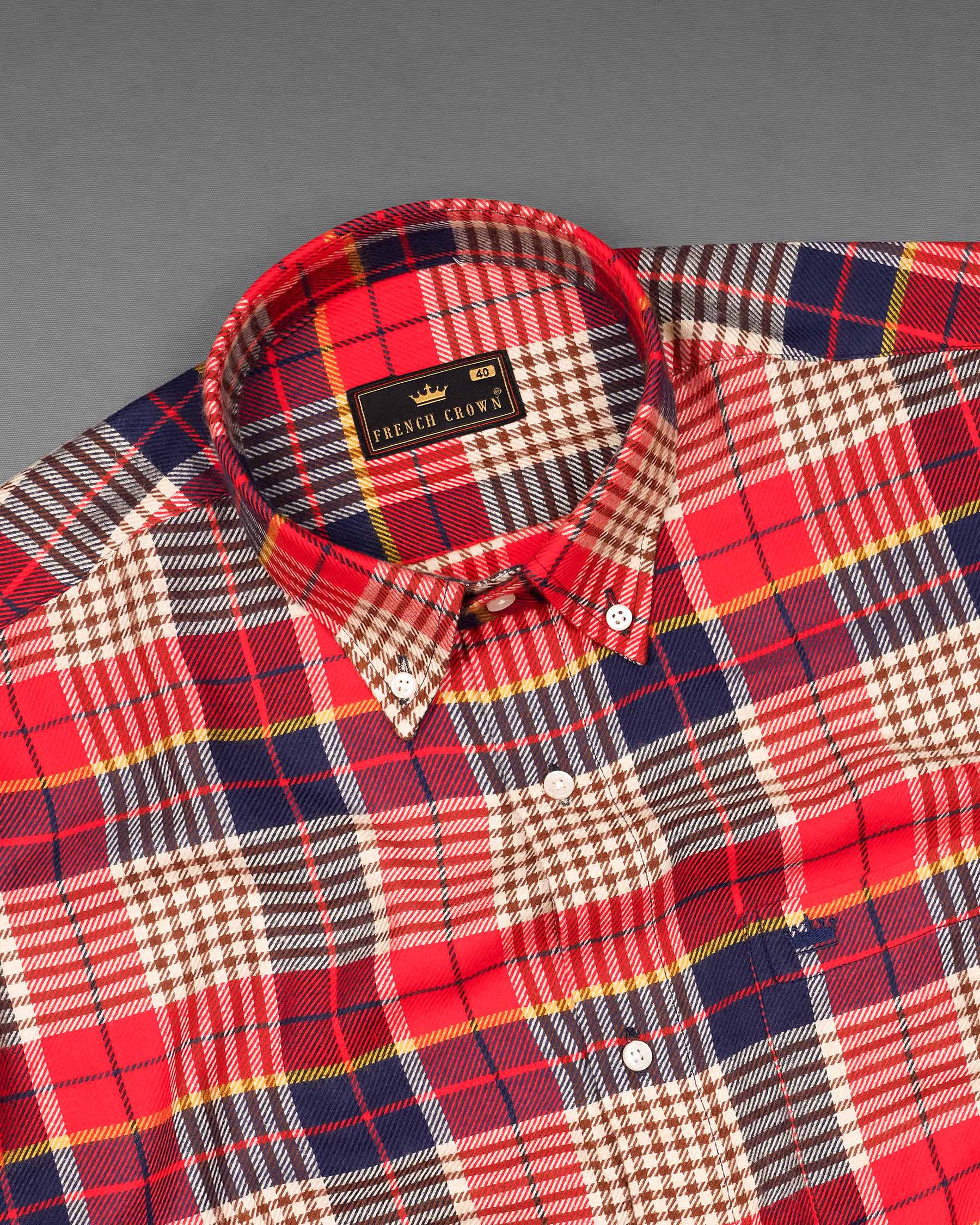 Coral Red and Hampton Brown Plaid Flannel Shirt 7186-BD-38,7186-BD-H-38,7186-BD-39,7186-BD-H-39,7186-BD-40,7186-BD-H-40,7186-BD-42,7186-BD-H-42,7186-BD-44,7186-BD-H-44,7186-BD-46,7186-BD-H-46,7186-BD-48,7186-BD-H-48,7186-BD-50,7186-BD-H-50,7186-BD-52,7186-BD-H-52