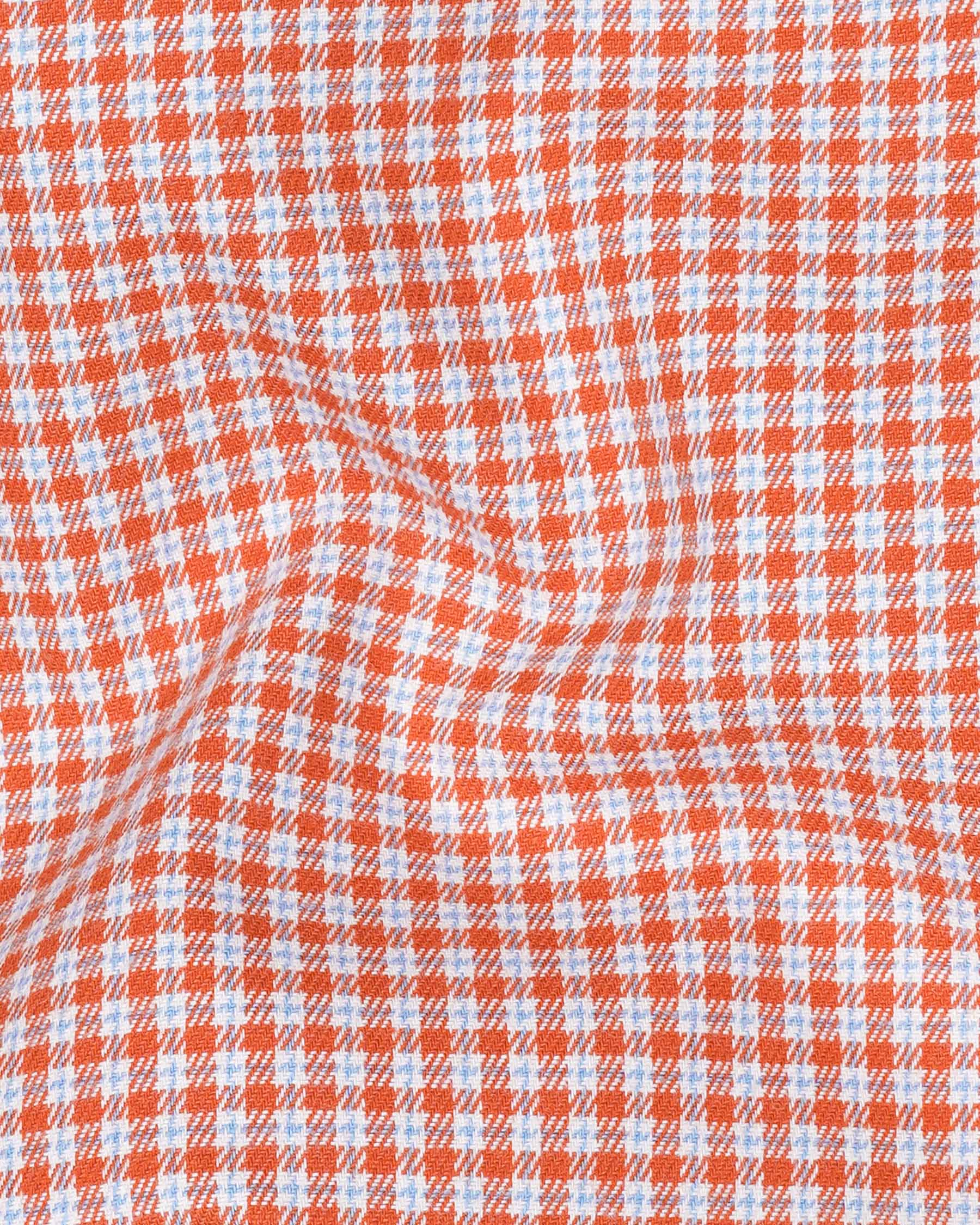 Terra Cotta Orange and White Gingham Oxford Overshirt/Shacket