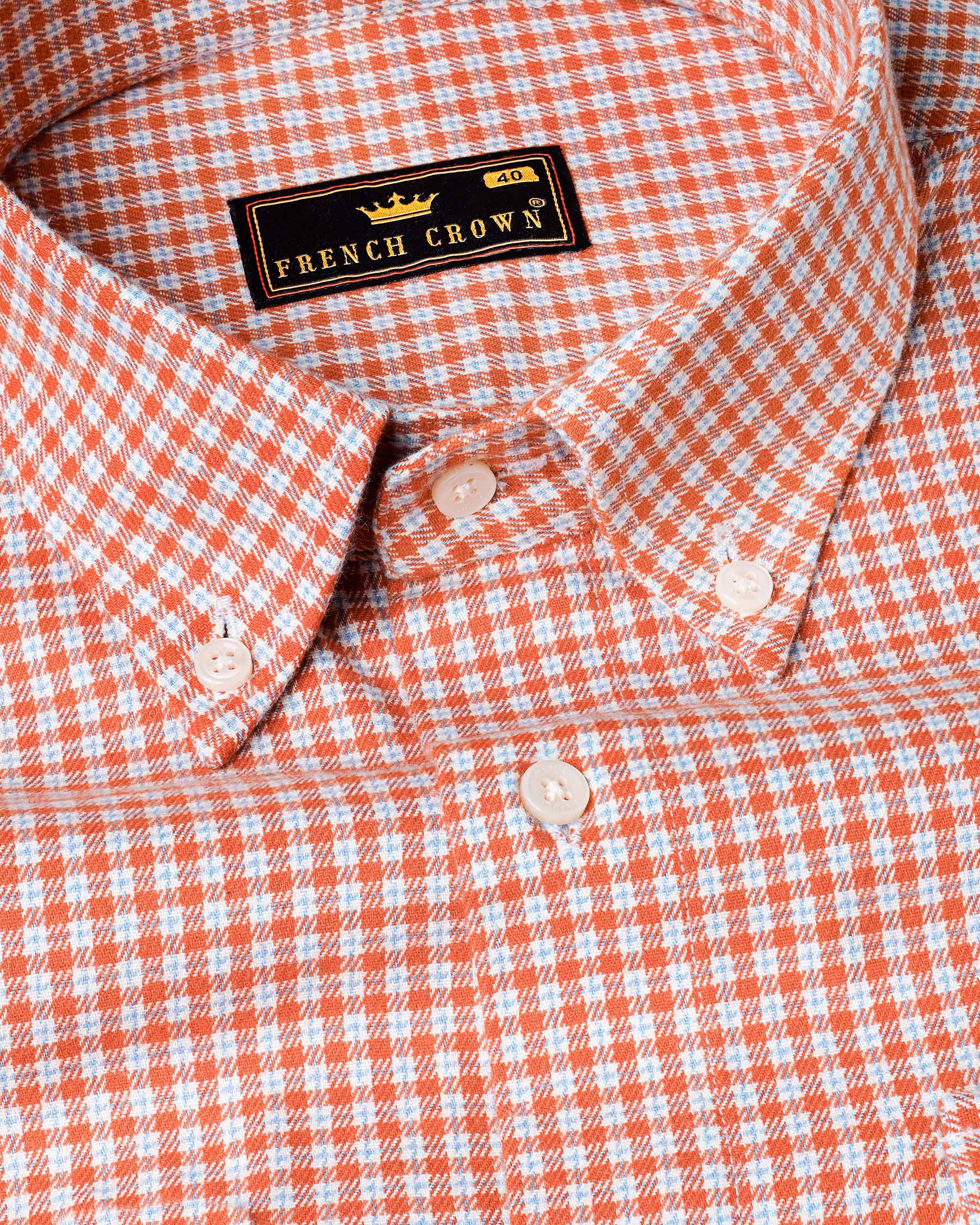 Terra Cotta Orange and White Gingham Oxford Overshirt/Shacket