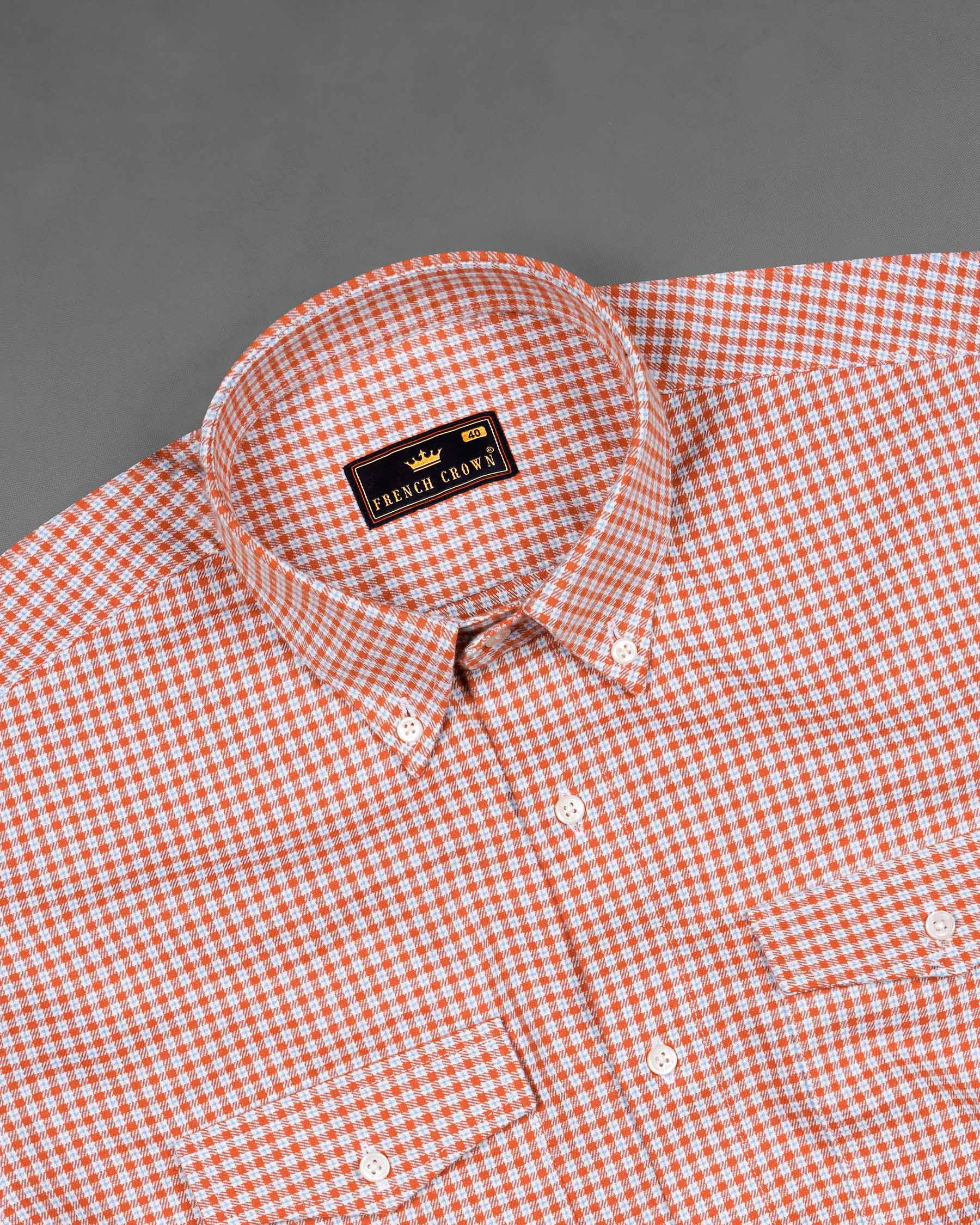 Terra Cotta Orange and White Gingham Oxford Overshirt/Shacket