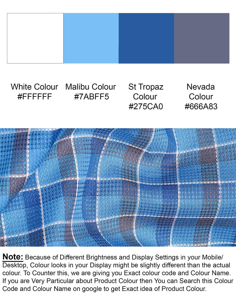 Malibu and St Tropaz Blue Plaid Dobby Textured Premium Giza Cotton Shirt 7200-CA-38,7200-CA-H-38,7200-CA-39,7200-CA-H-39,7200-CA-40,7200-CA-H-40,7200-CA-42,7200-CA-H-42,7200-CA-44,7200-CA-H-44,7200-CA-46,7200-CA-H-46,7200-CA-48,7200-CA-H-48,7200-CA-50,7200-CA-H-50,7200-CA-52,7200-CA-H-52