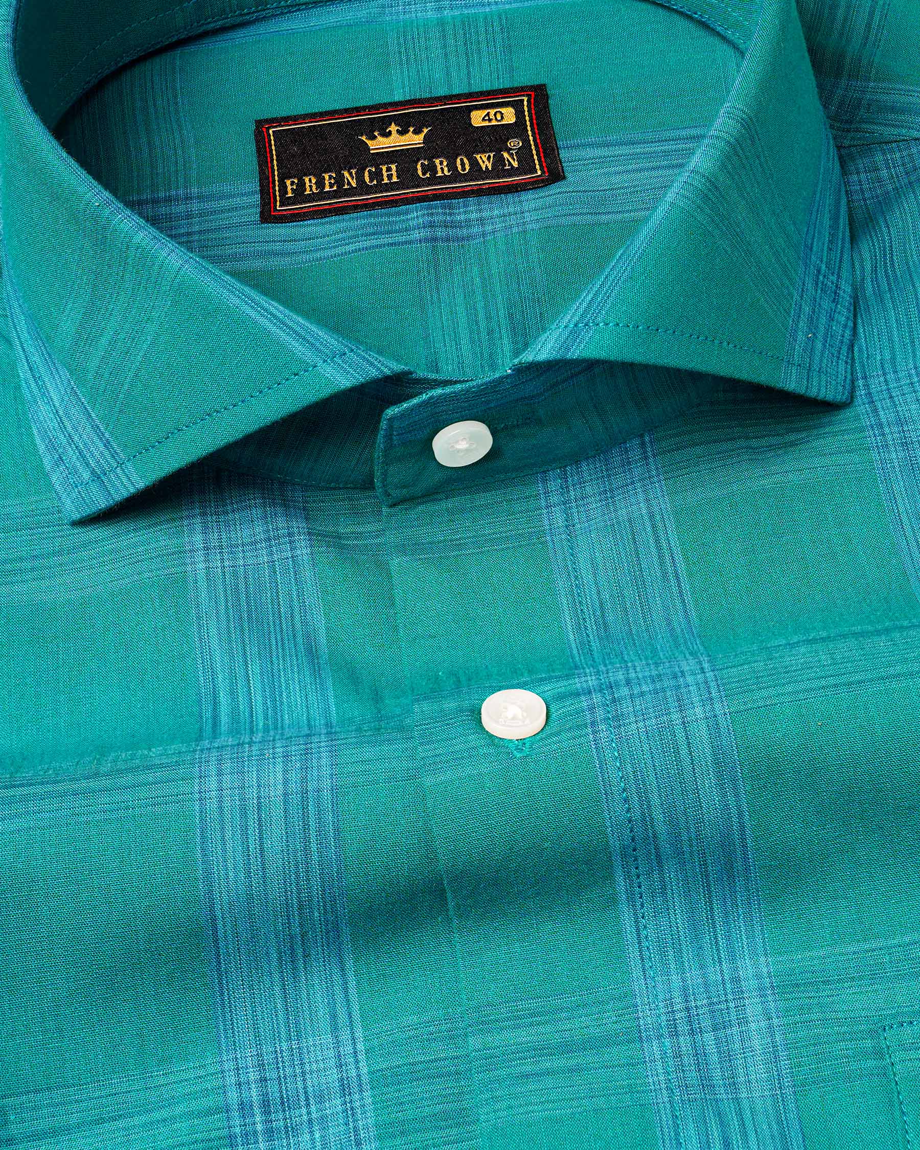 Teal Green Plaid Premium Cotton Shirt 7219-CA-38,7219-CA-H-38,7219-CA-39,7219-CA-H-39,7219-CA-40,7219-CA-H-40,7219-CA-42,7219-CA-H-42,7219-CA-44,7219-CA-H-44,7219-CA-46,7219-CA-H-46,7219-CA-48,7219-CA-H-48,7219-CA-50,7219-CA-H-50,7219-CA-52,7219-CA-H-52