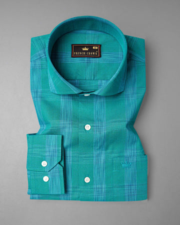 Teal Green Plaid Premium Cotton Shirt