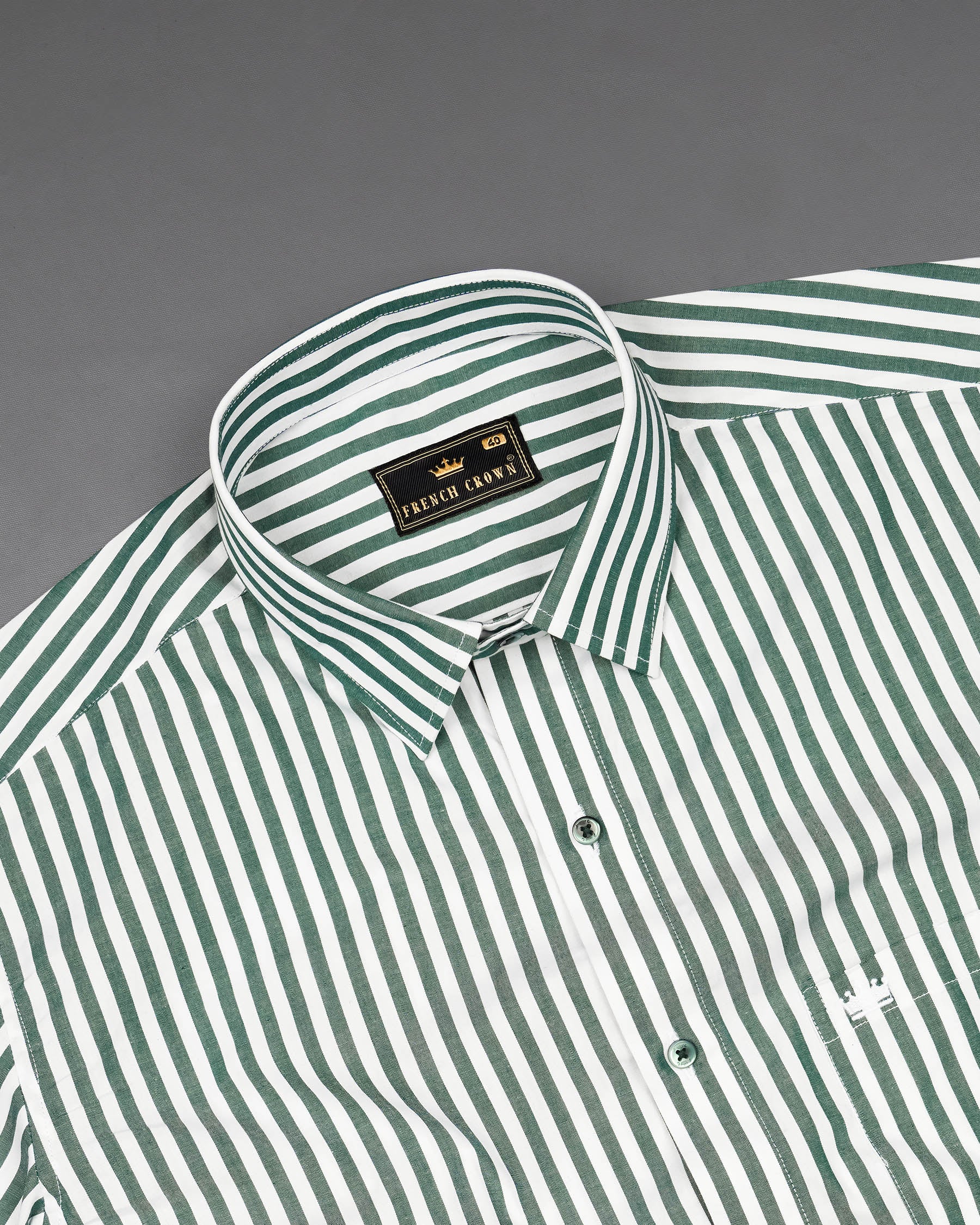 Stromboli Green Striped Premium Cotton Shirt