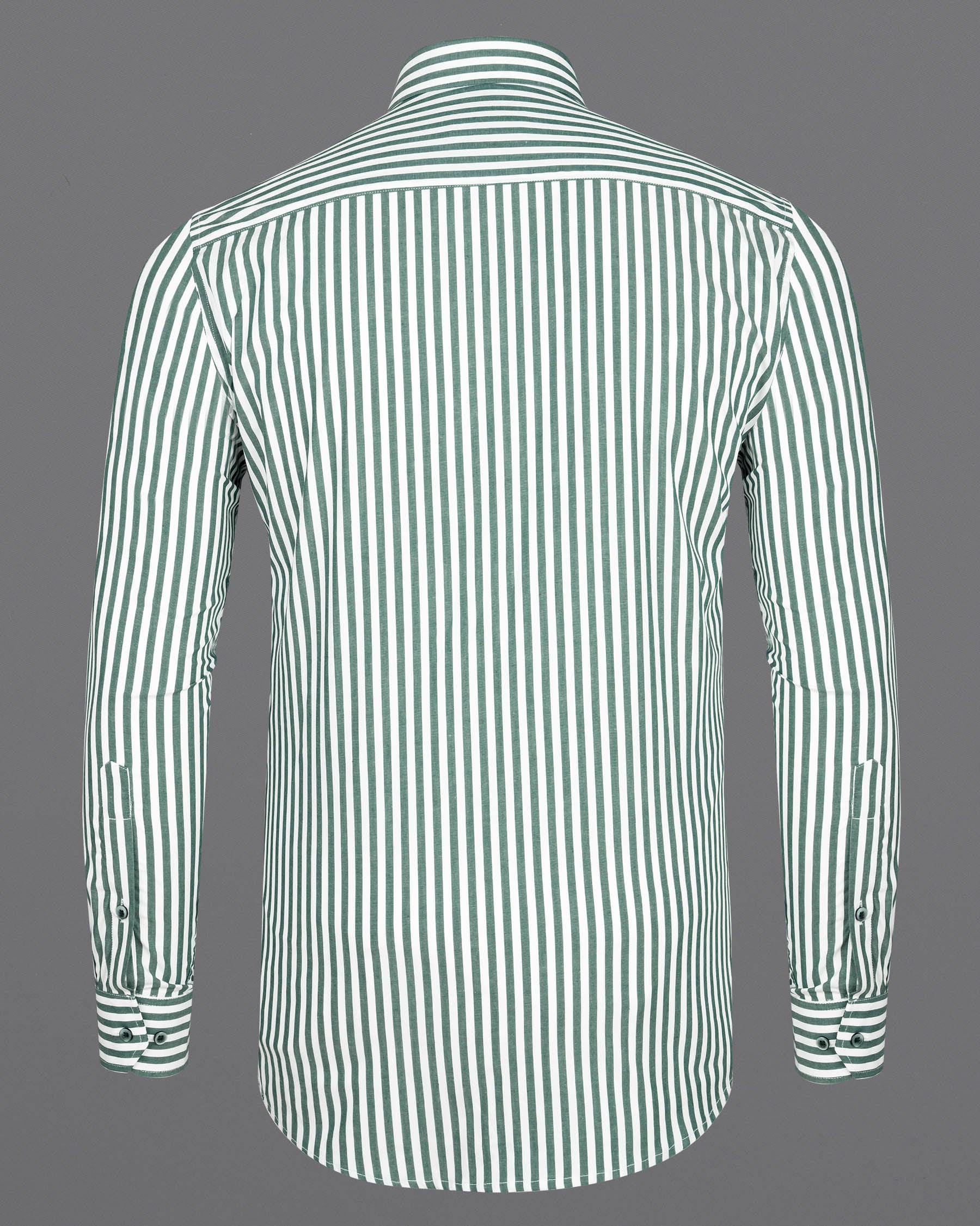 Stromboli Green Striped Premium Cotton Shirt