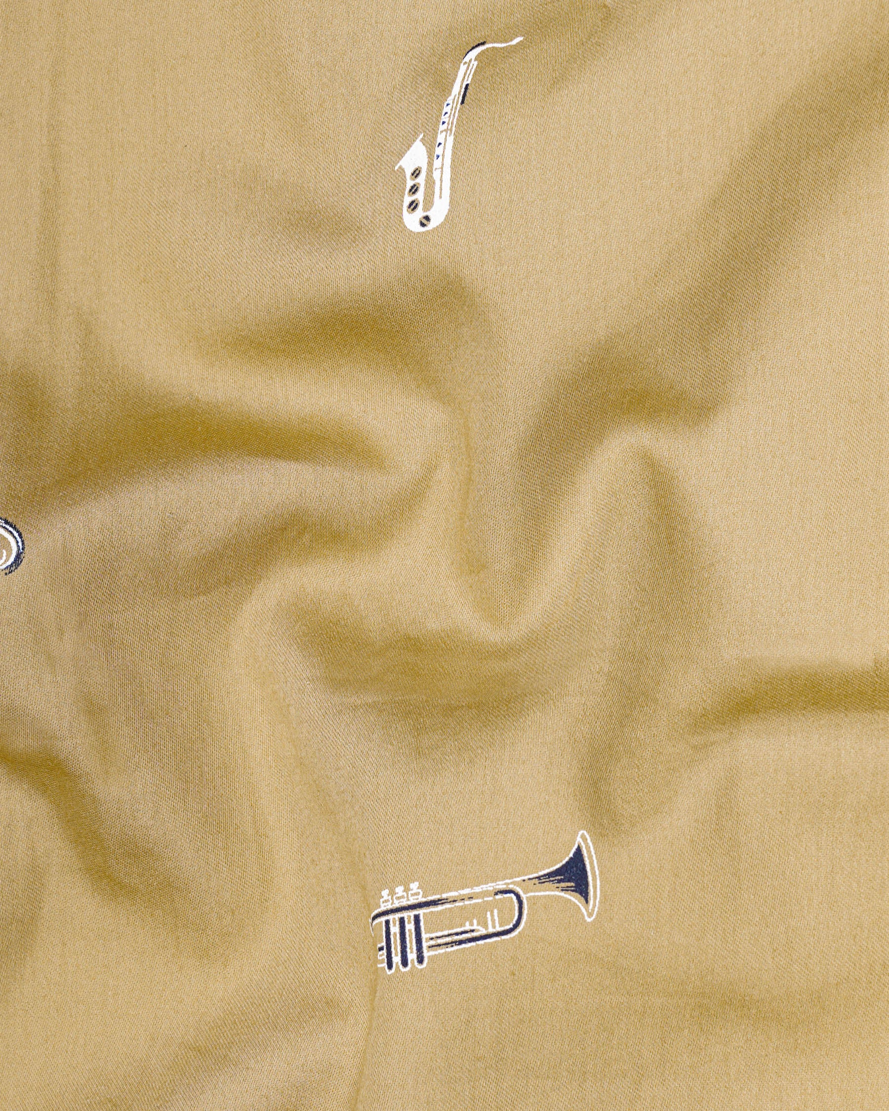 Fawn Brown Saxophone Printed Super Soft Premium Cotton Kurta Shirt