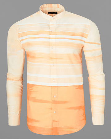 Neon Carrot and white Luxurious Linen Shirt