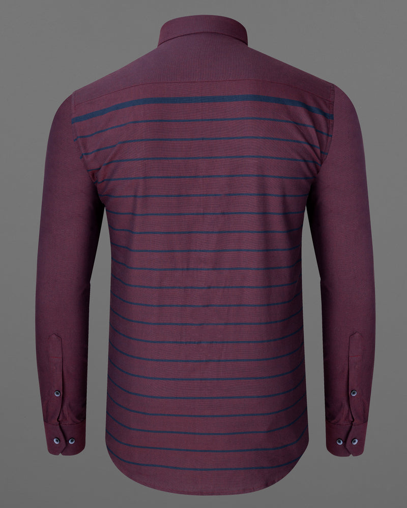 Wine Berry Striped Royal Oxford Shirt