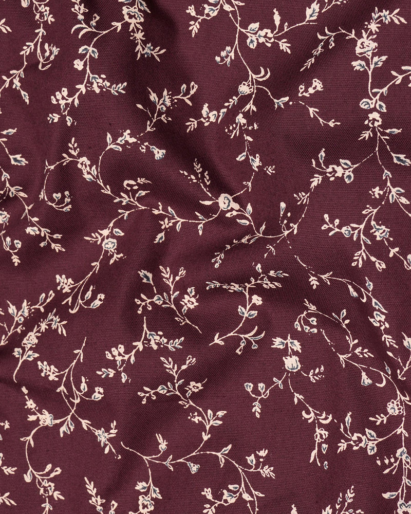 Wine Berry flowers Printed Royal Oxford Shirt
