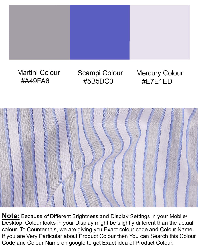 Martini Gray with Scampi Blue Striped Premium Cotton Shirt