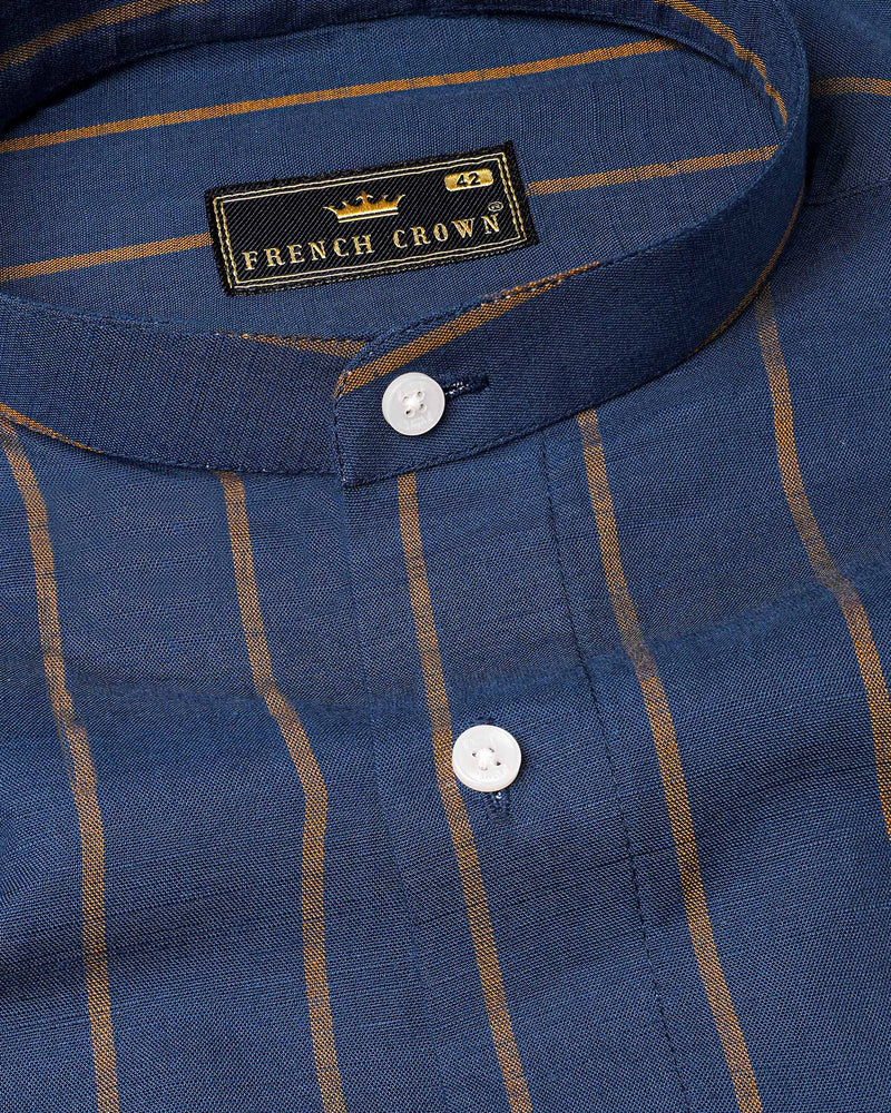 Chambray Blue with Luxor Gold Striped Premium Tencel Shirt