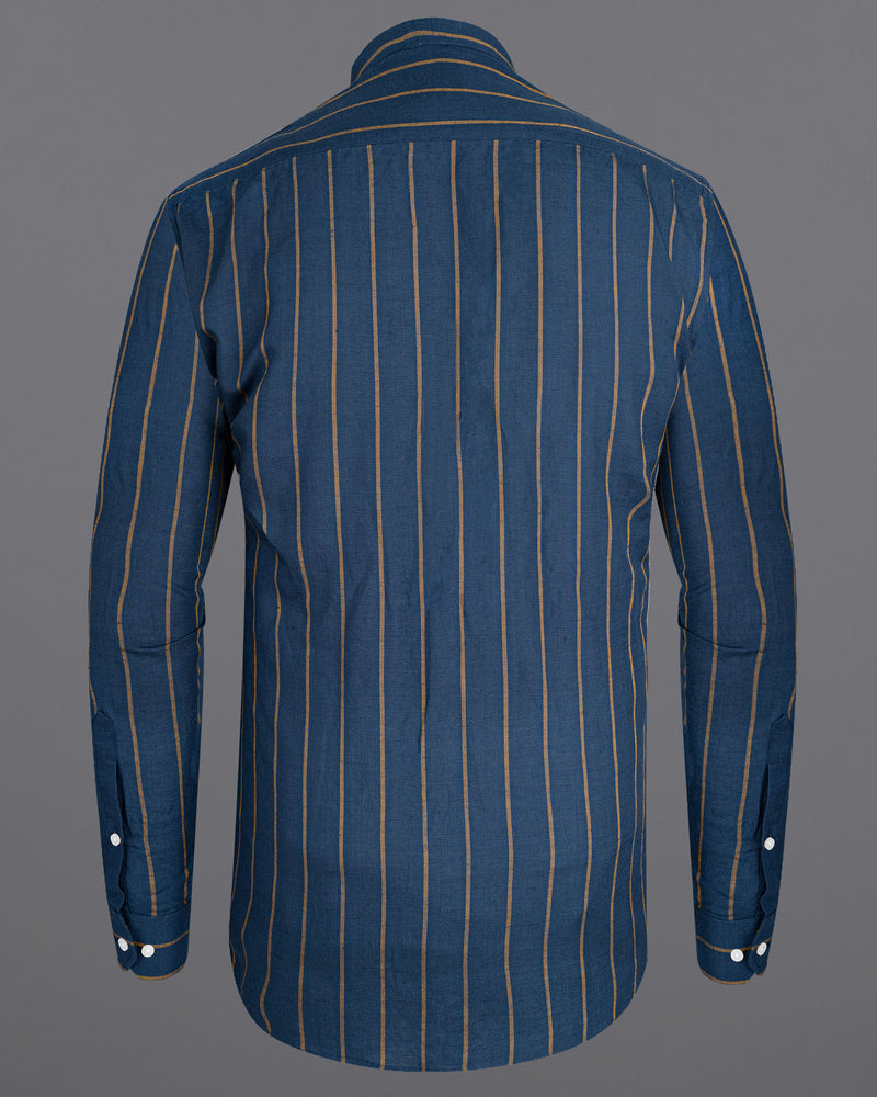 Chambray Blue with Luxor Gold Striped Premium Tencel Shirt