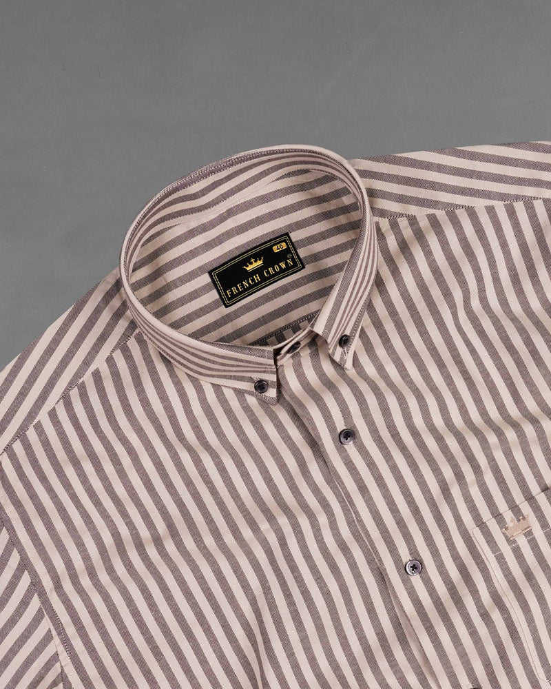 Swirl Brown with Wenge Brown Striped Royal Oxford Shirt