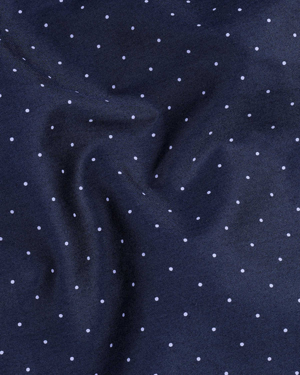 Ebony Clay Blue Polka Dotted Super Soft Premium Cotton Shirt