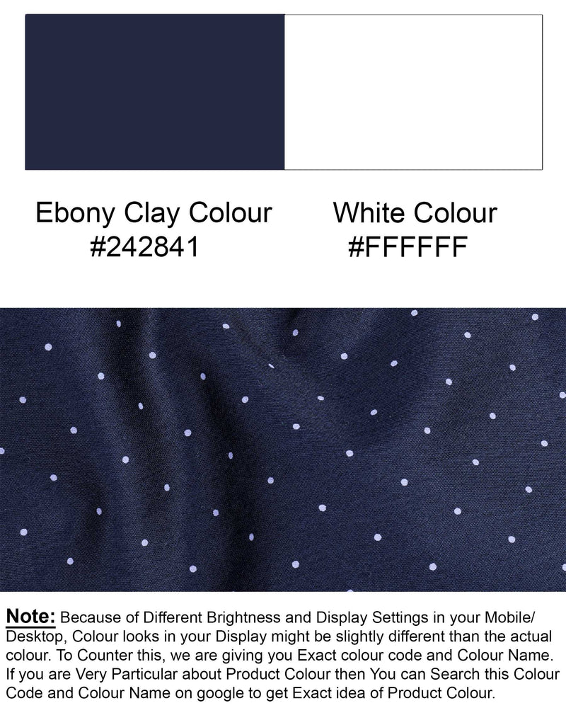 Ebony Clay Blue Polka Dotted Super Soft Premium Cotton Shirt