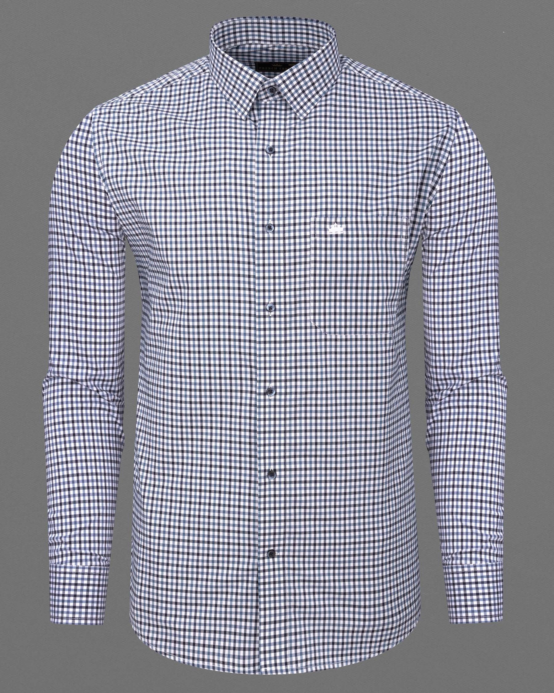 Amethyst Smoke with Waikawa Blue Checkered Premium Cotton Shirt