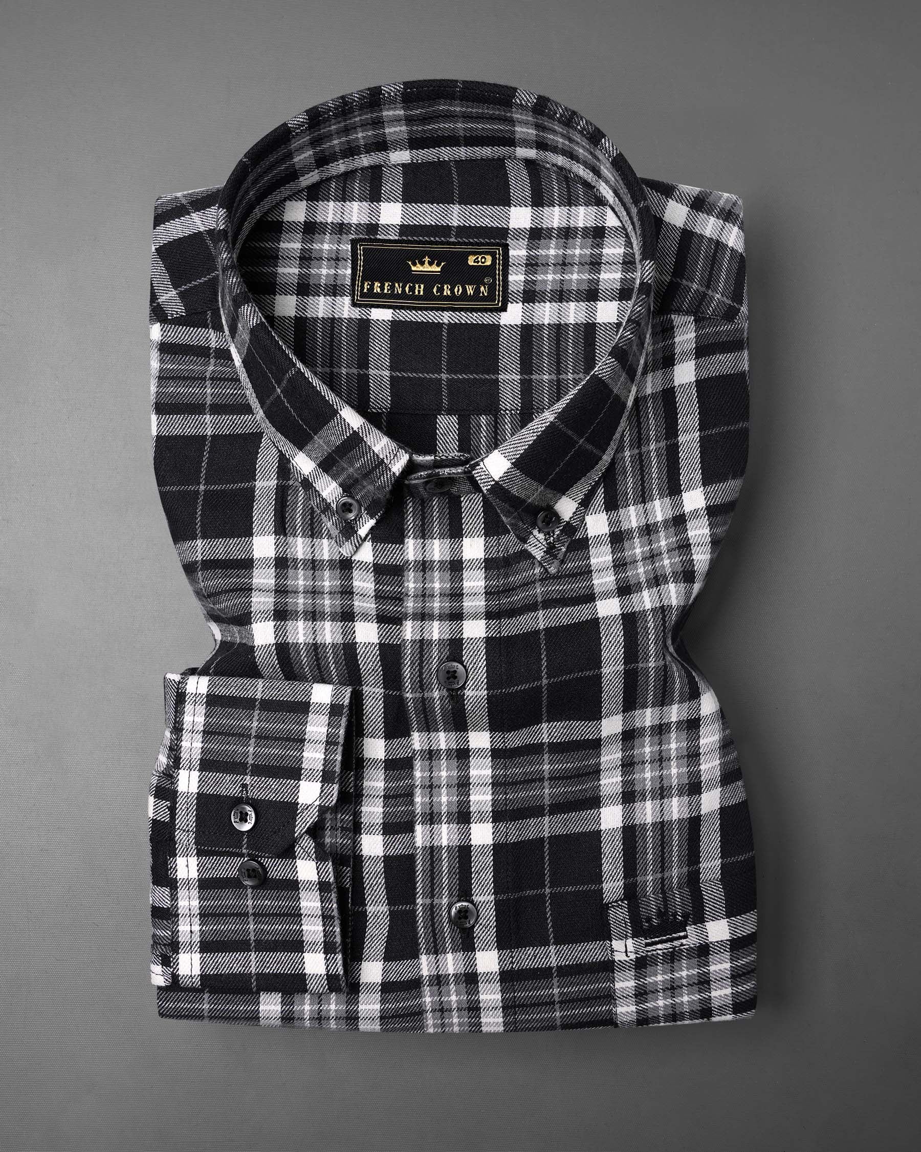 Jade Black and Quartz Gray Plaid Flannel Shirt