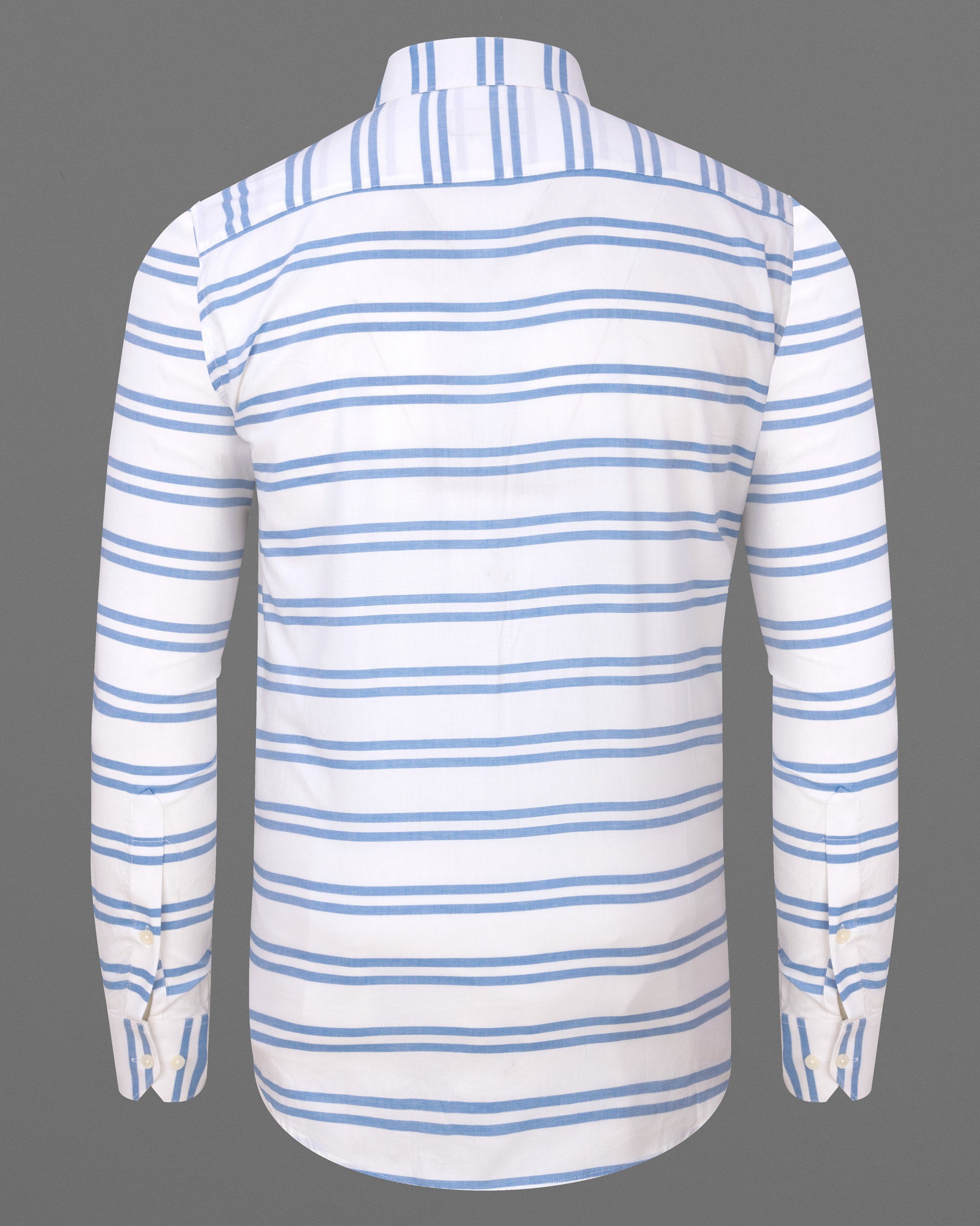 Bright White Striped Dobby Textured Premium Giza Cotton Shirt