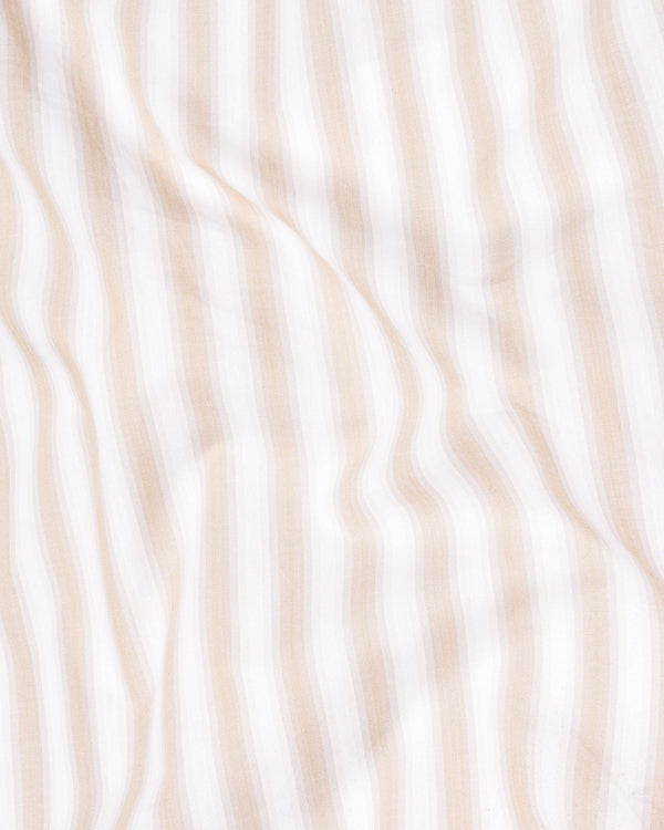 Dust Storm Brown Striped with White Collar Premium Cotton Shirt