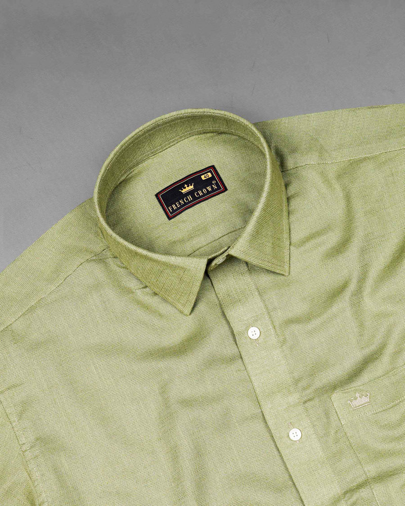 Olivine Green Dobby Textured Premium Giza Cotton Shirt