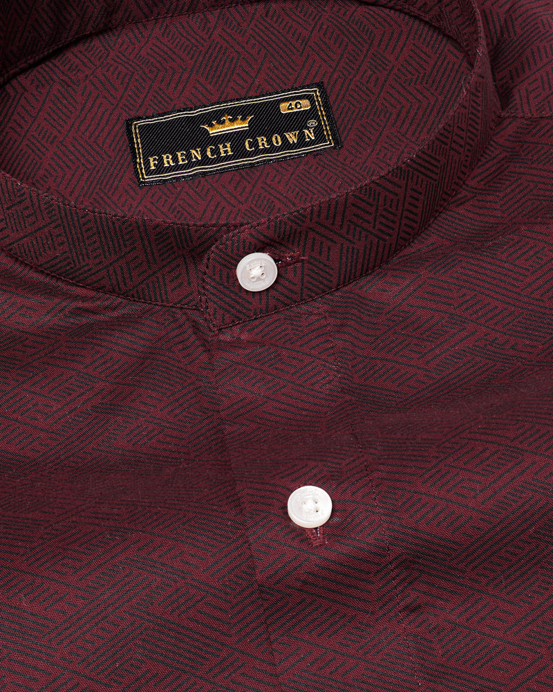 Wine Berry Printed Premium Cotton Shirt