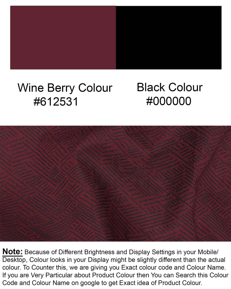 Wine Berry Printed Premium Cotton Shirt