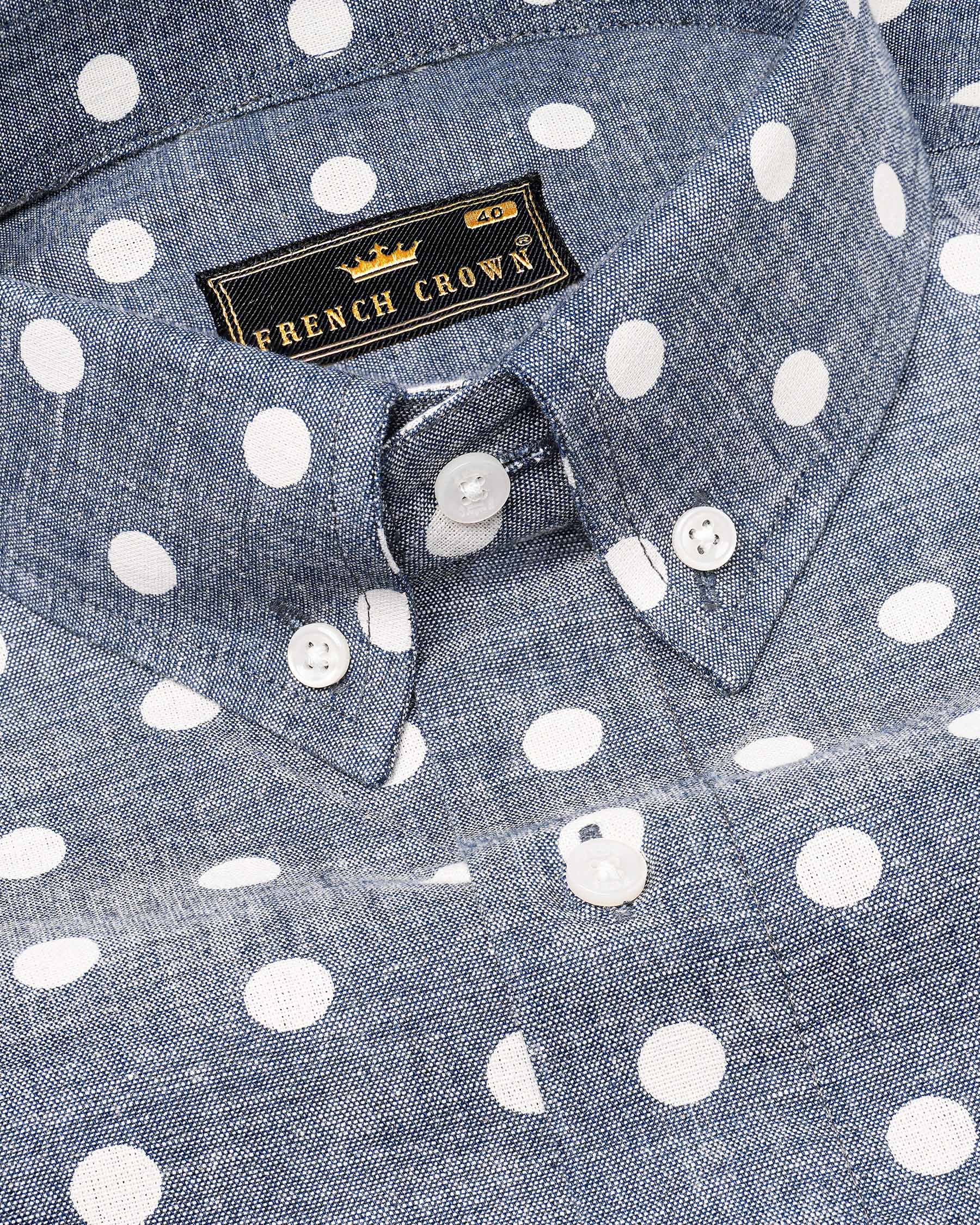 Storm Grey Polka Dotted denim Shirt