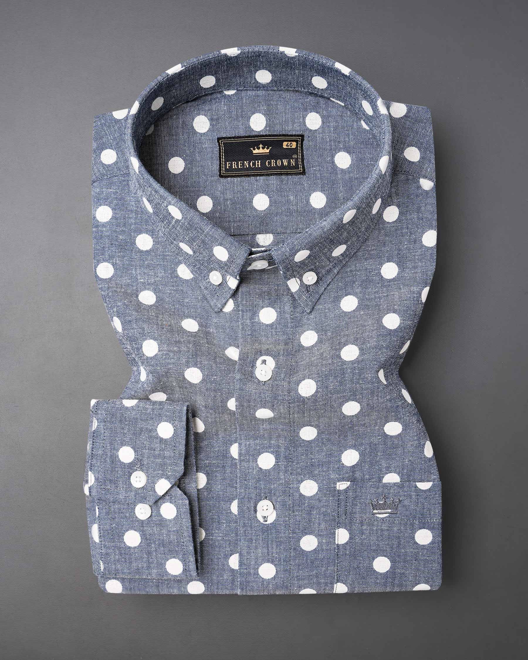 Storm Grey Polka Dotted denim Shirt