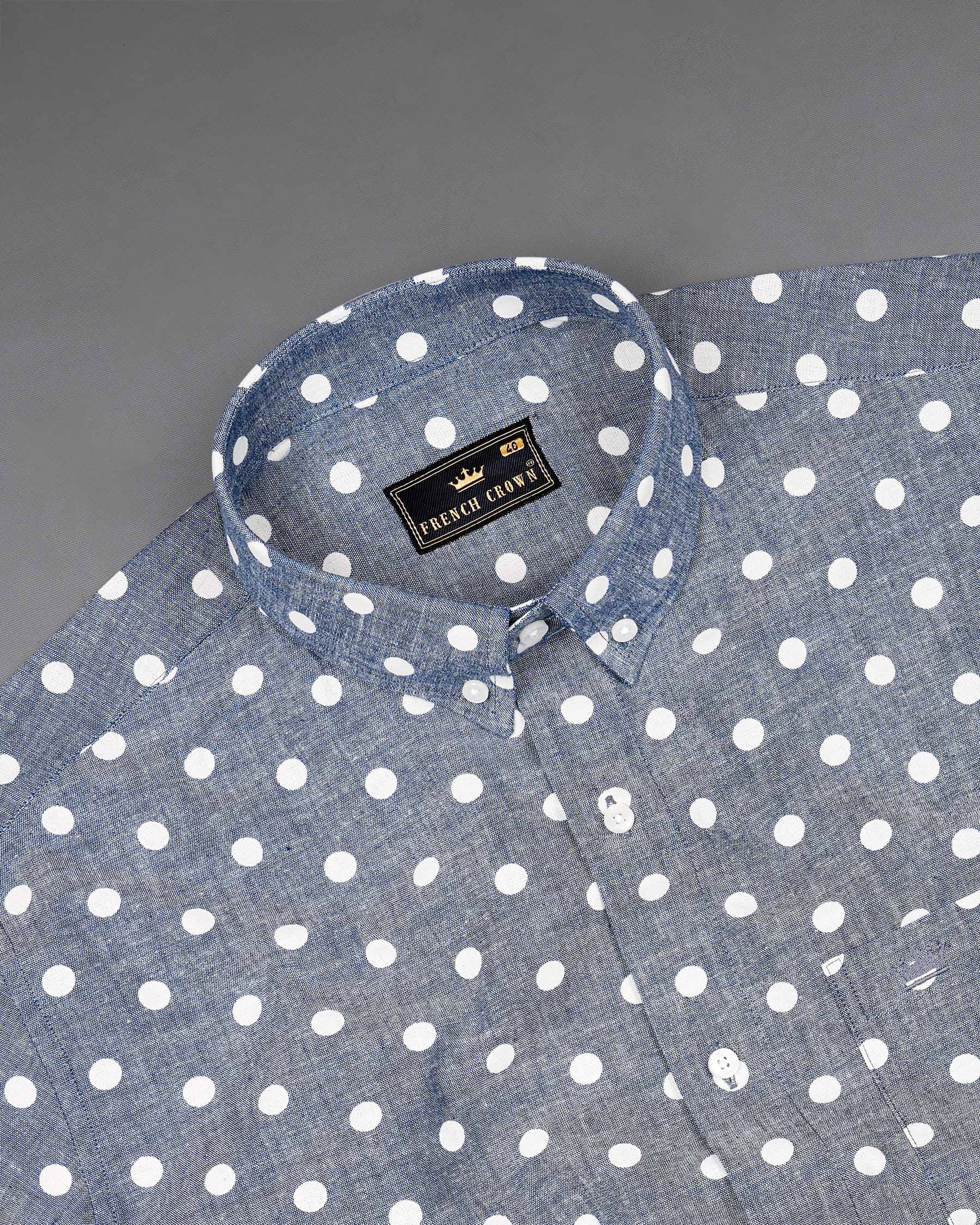 Storm Grey Polka Dotted denim Shirt