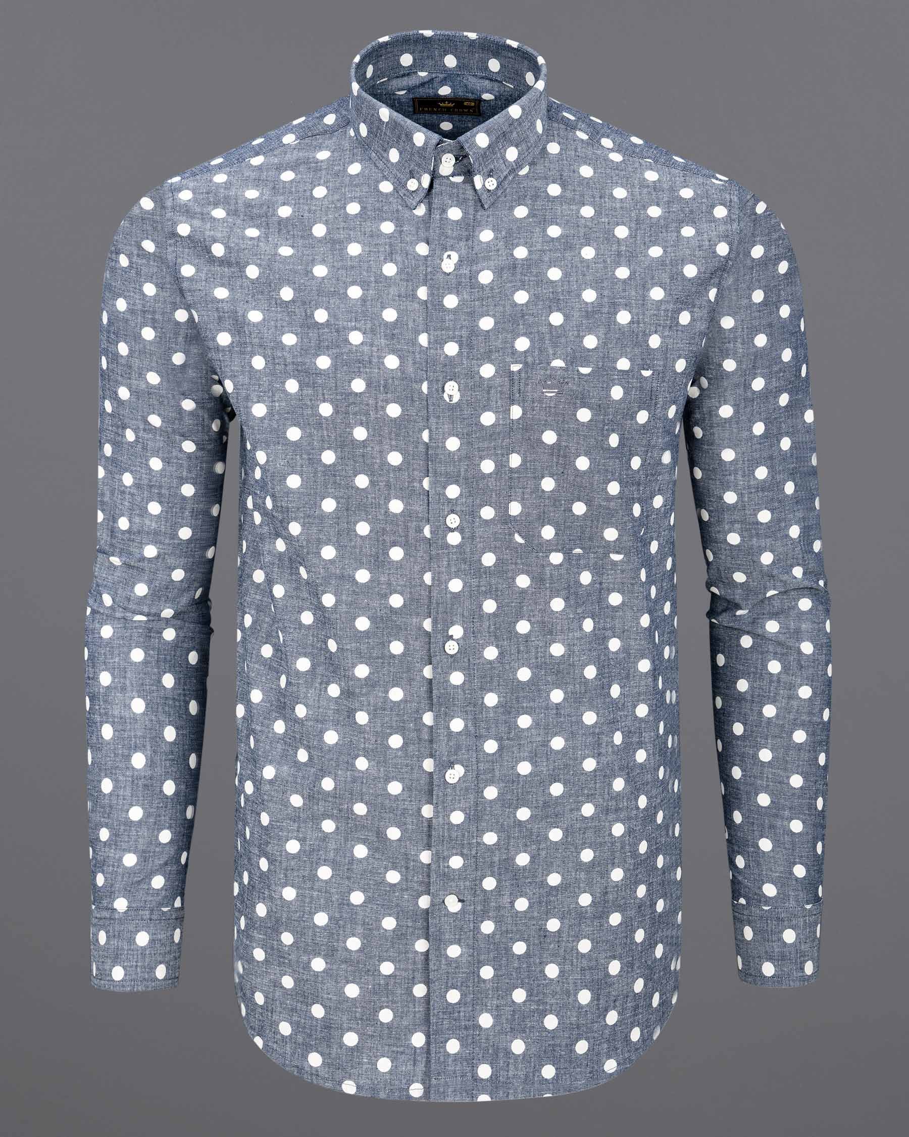 Storm Grey Polka Dotted denim Shirt