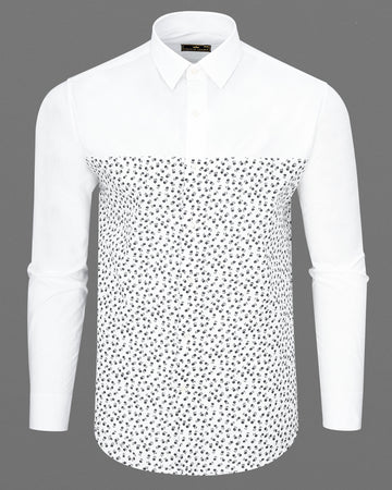 Bright White with Floral Printed Premium Cotton Designer Shirt