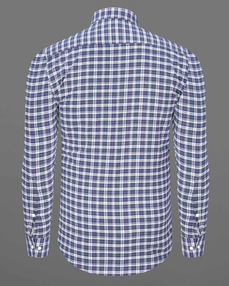 Twilight Blue with Sea Turtle Green Plaid Royal Oxford Shirt